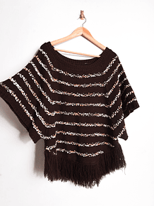 Chaleco café rayado poncho