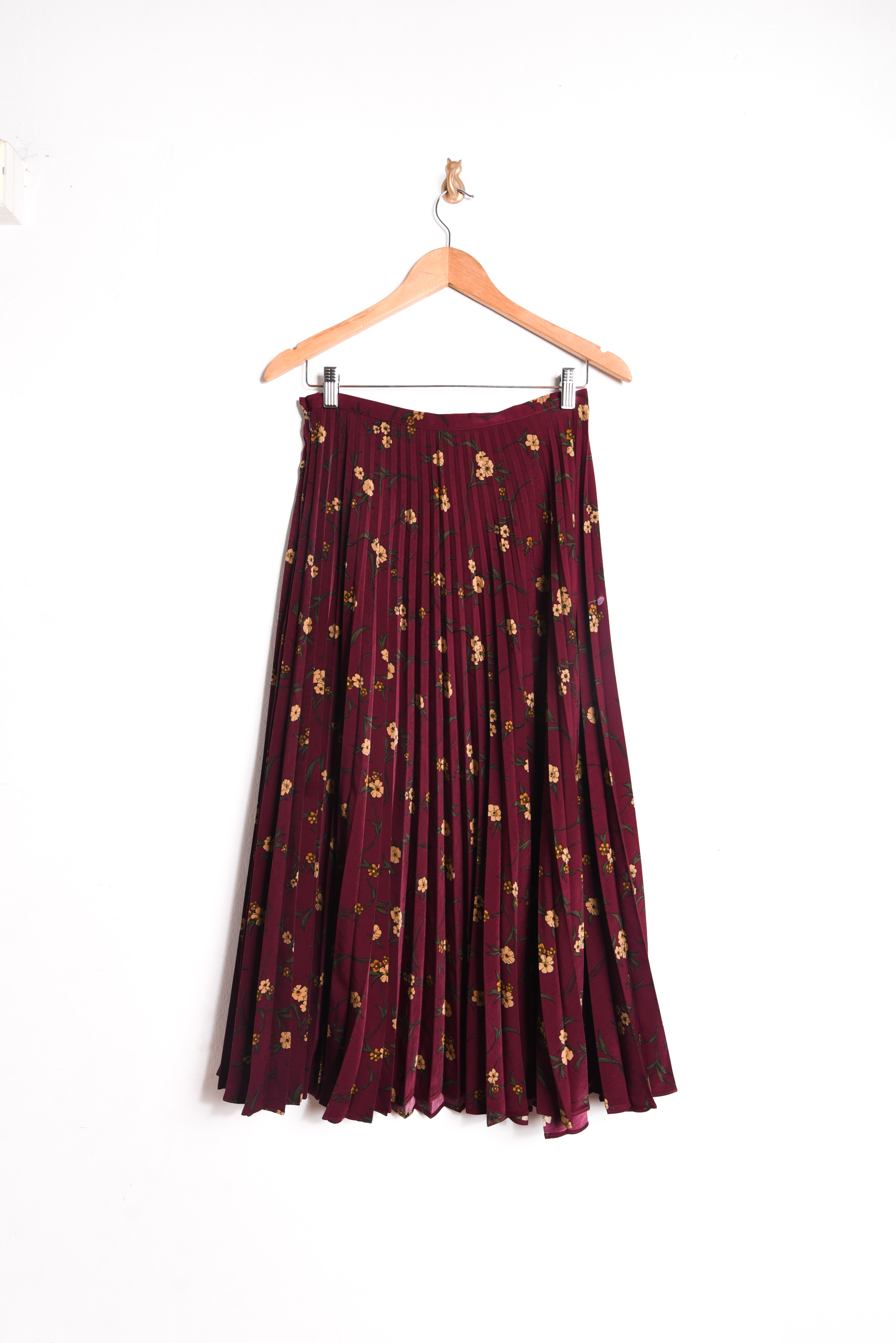 Maxi falda plisada burdeo vntg