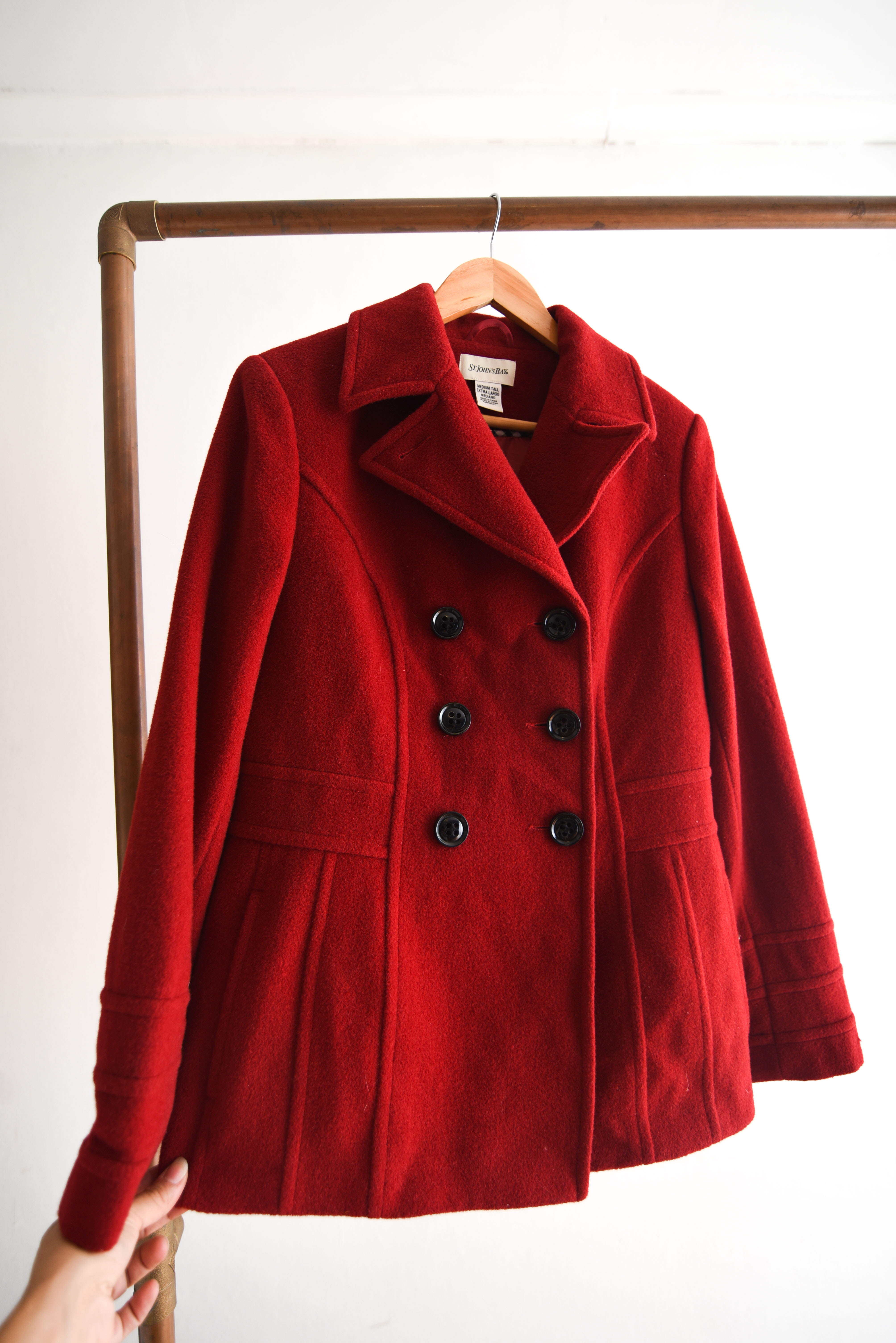 Abrigo rojo lana y cachemira