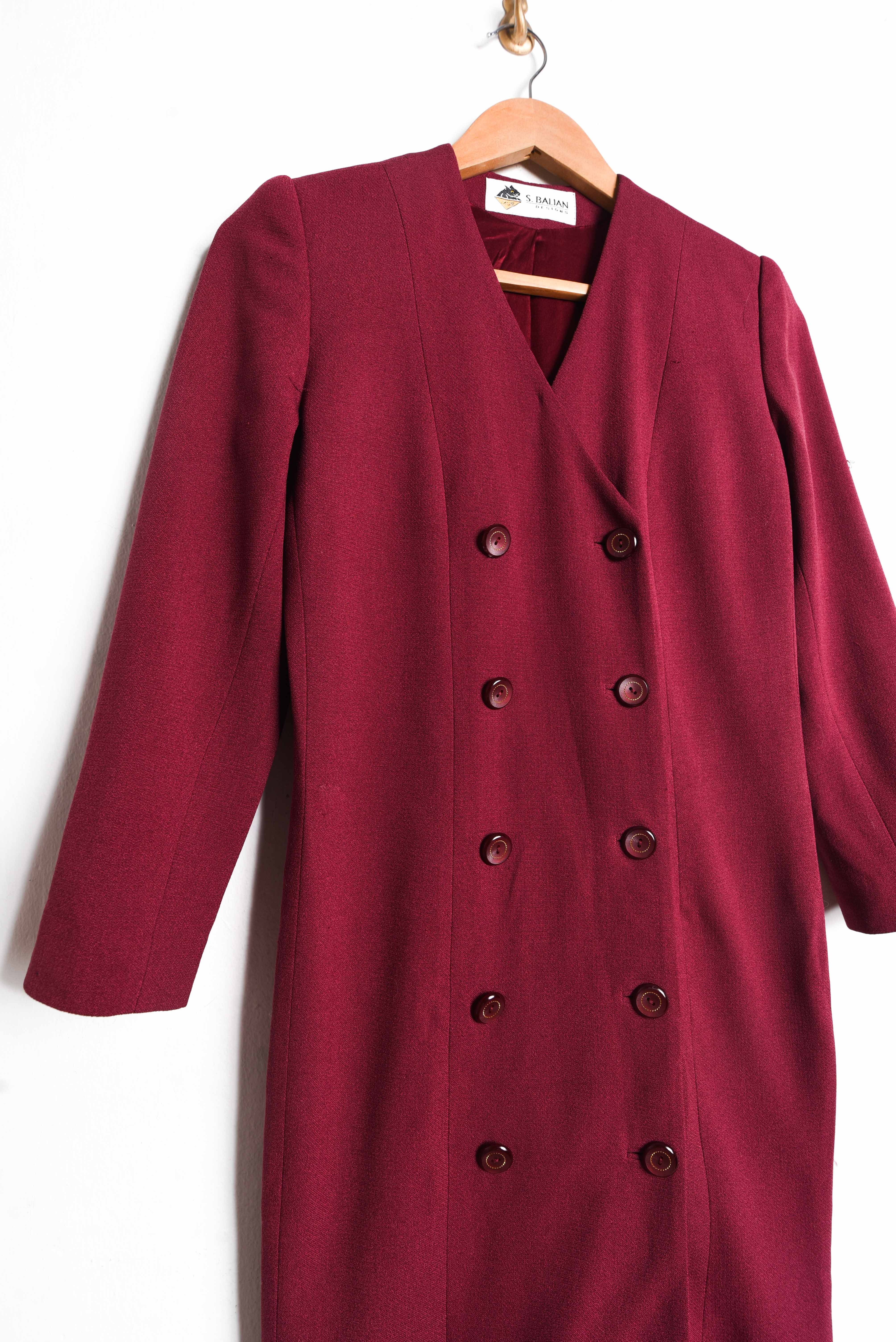 Vestido burdeo botones vintage