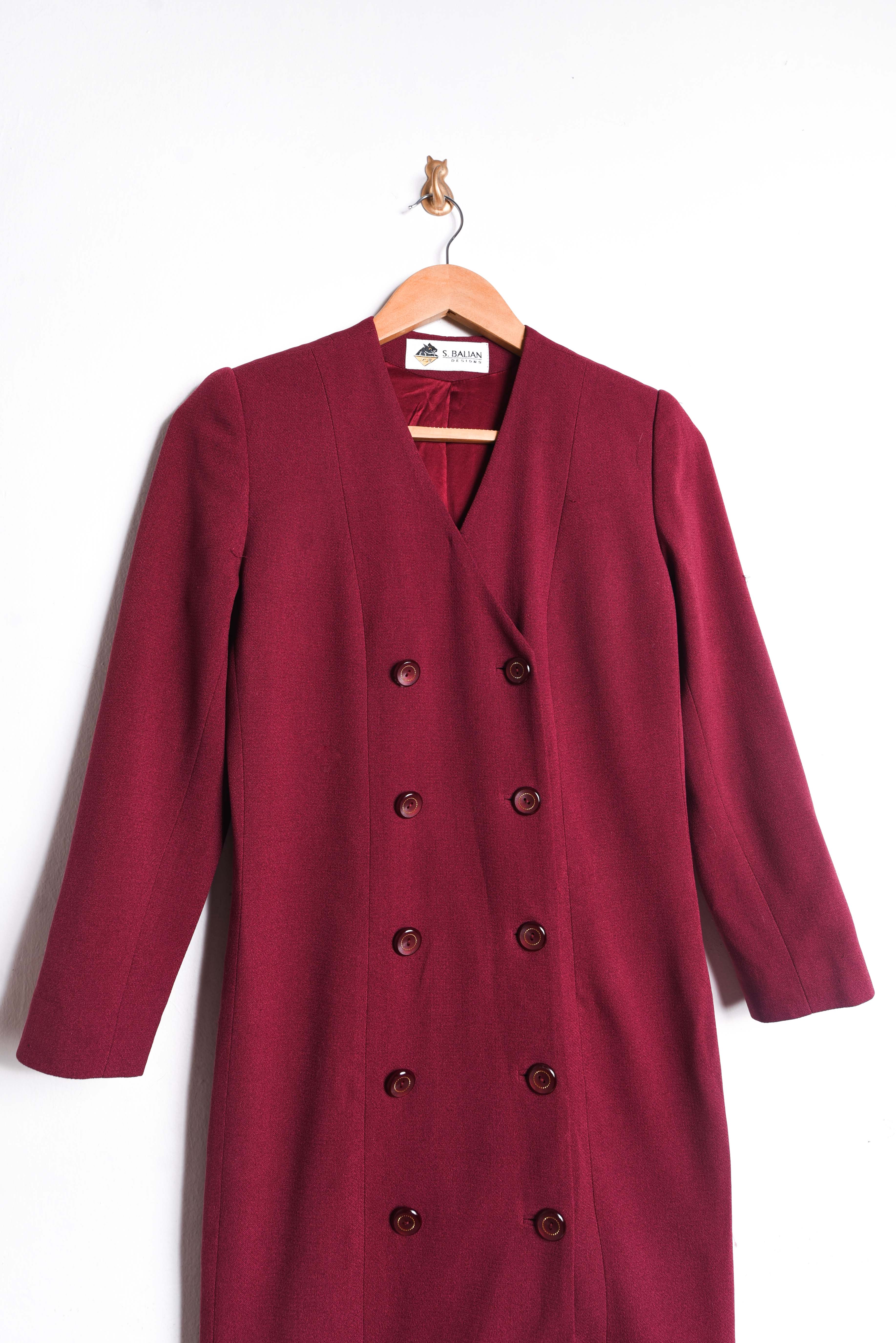 Vestido burdeo botones vintage