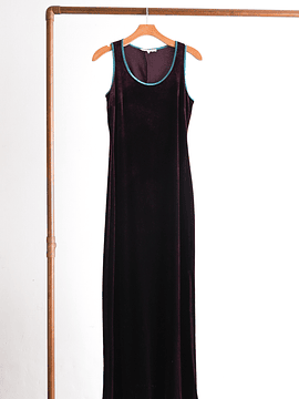 Maxi vestido burdeo velvet 90s