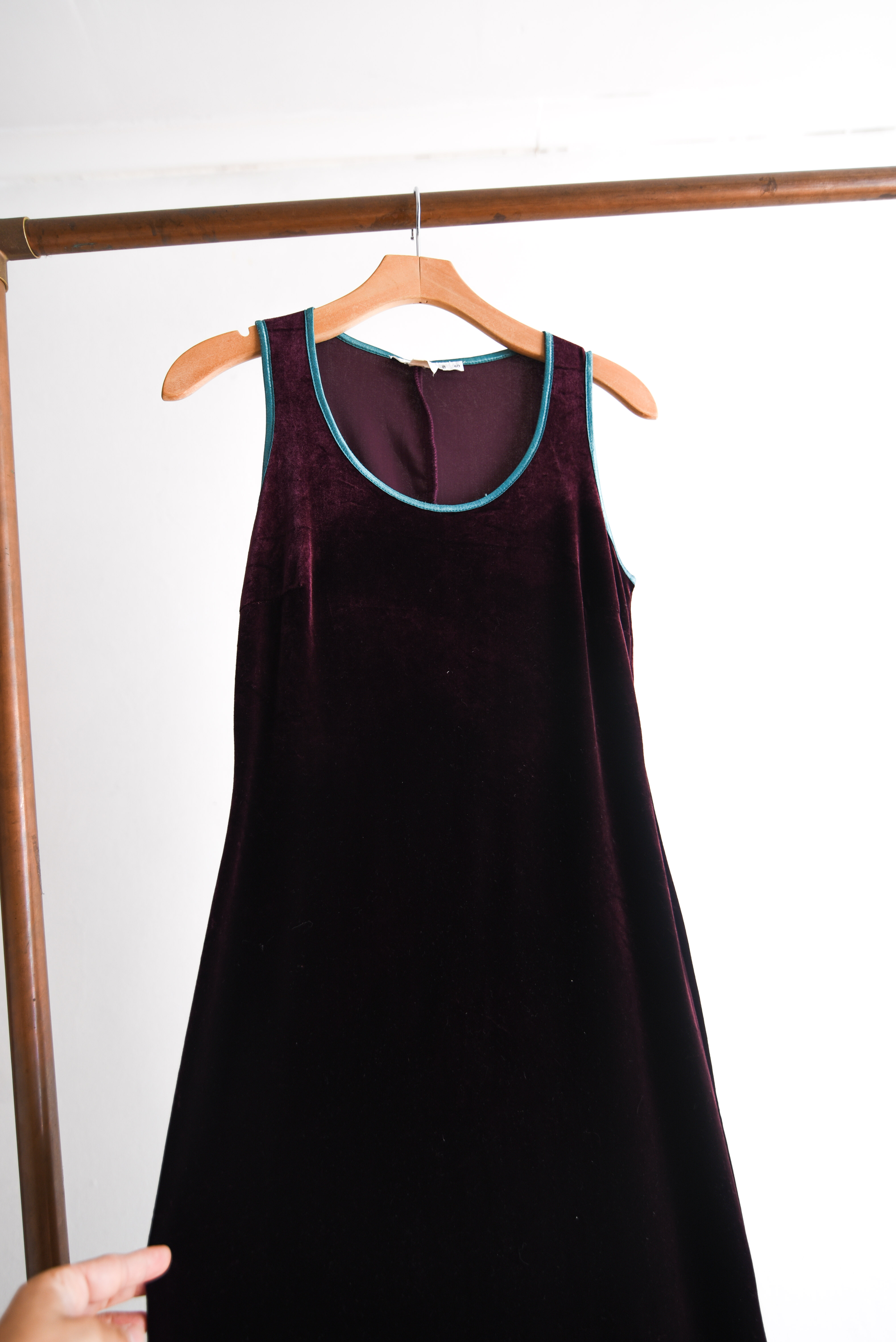 Maxi vestido burdeo velvet 90s