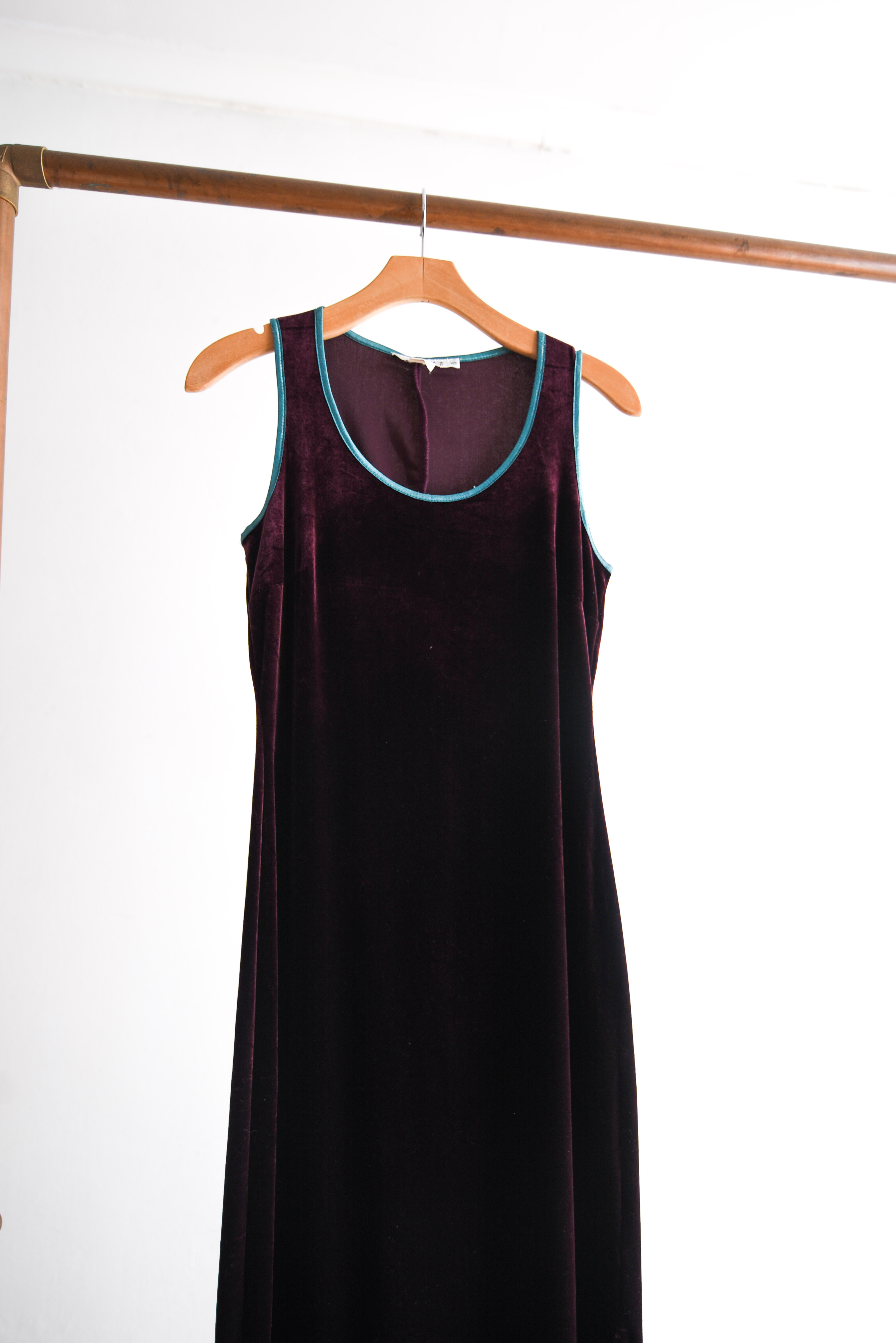 Maxi vestido burdeo velvet 90s
