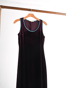 Maxi vestido burdeo velvet 90s