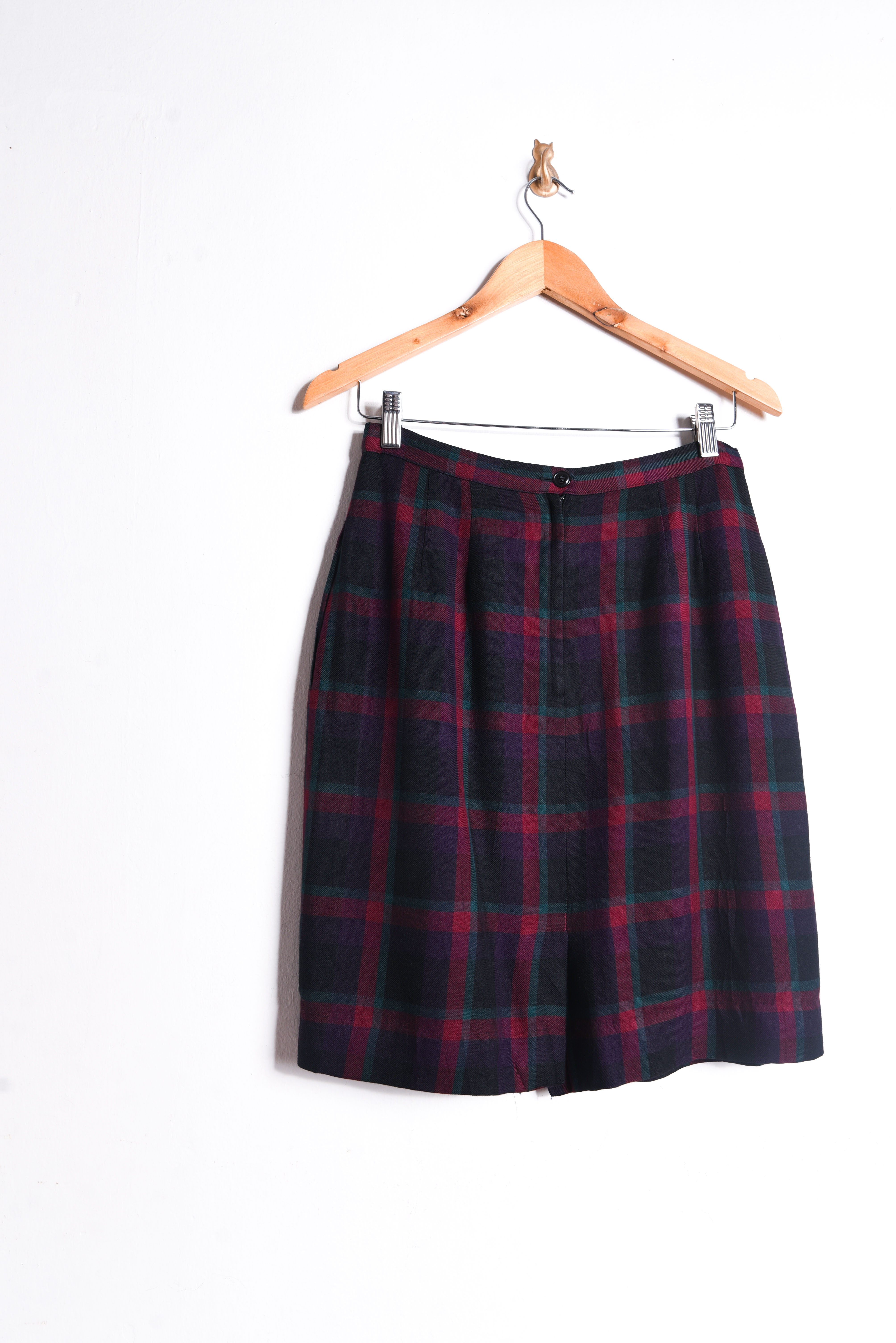 Falda vintage tartán burdeo