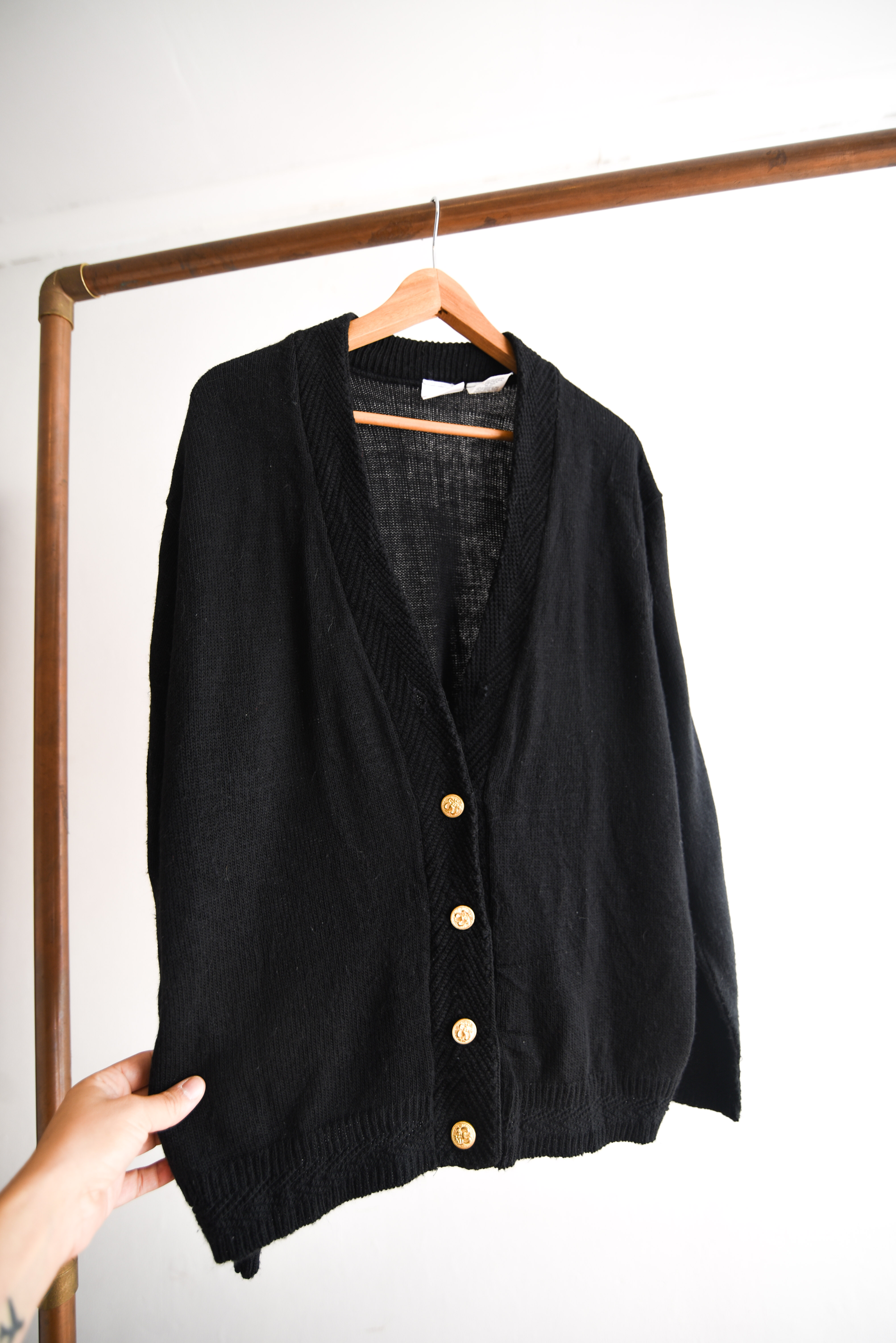 Cardigan negro vintage botones