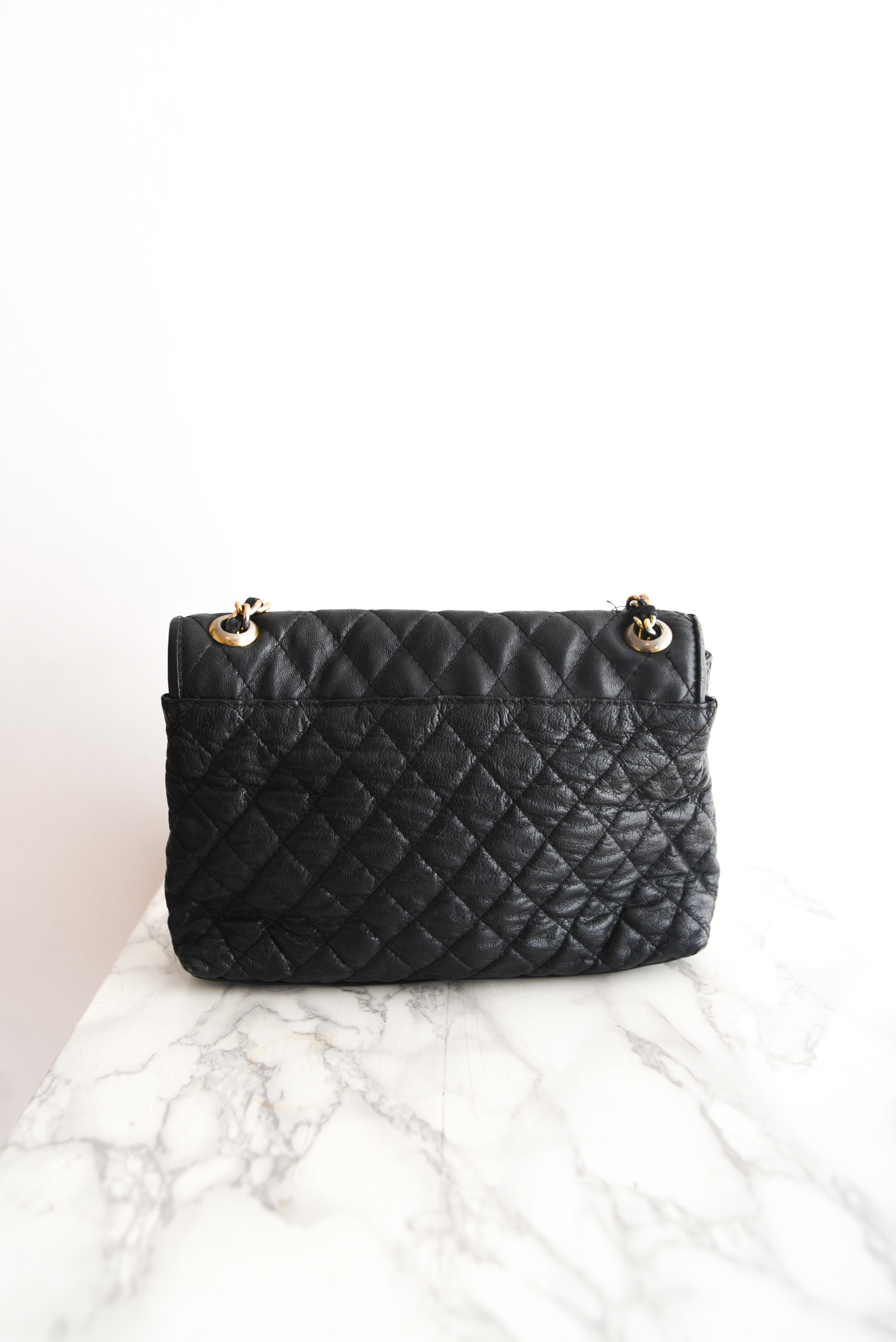 Cartera acolchada cuero vintage