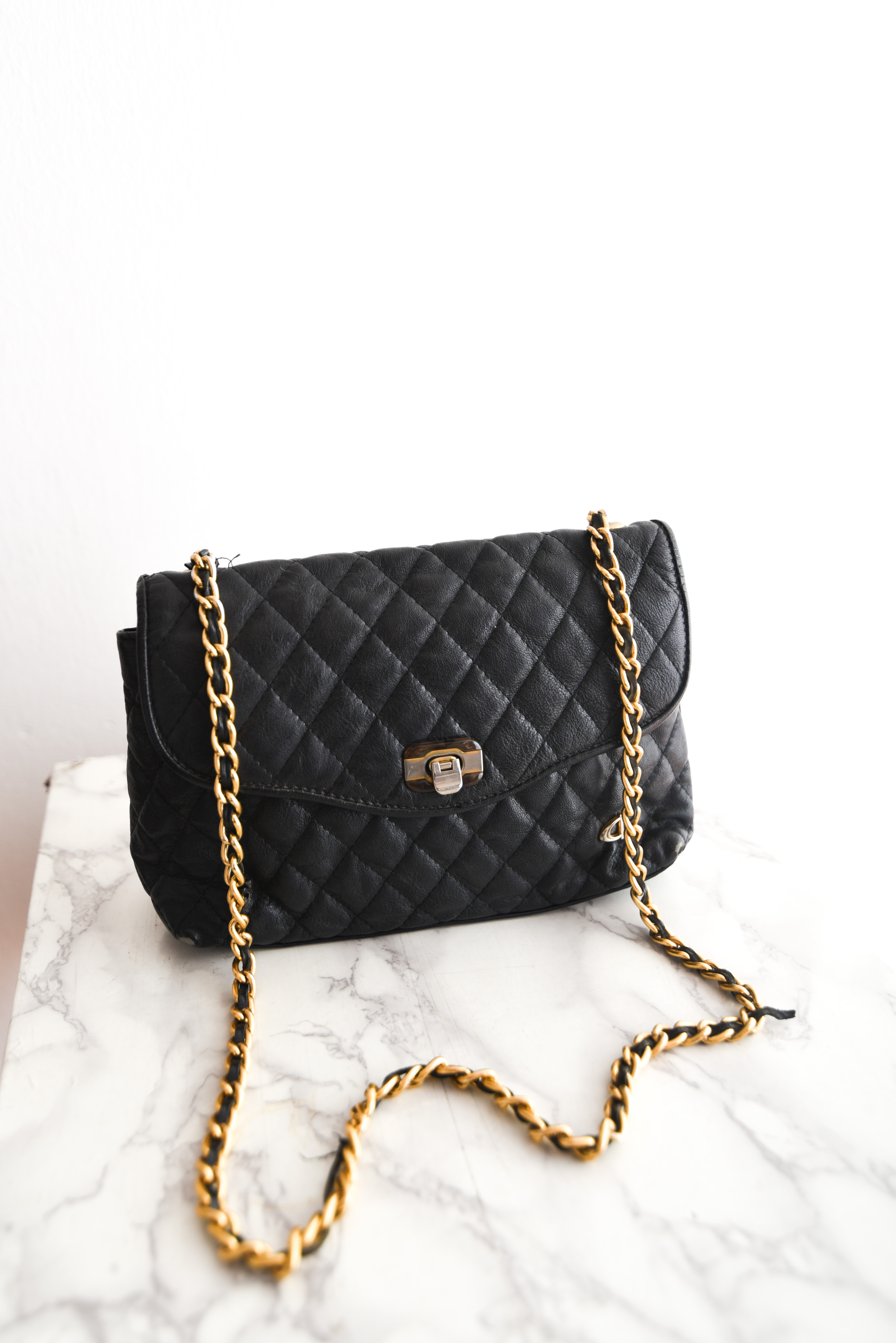 Cartera acolchada cuero vintage