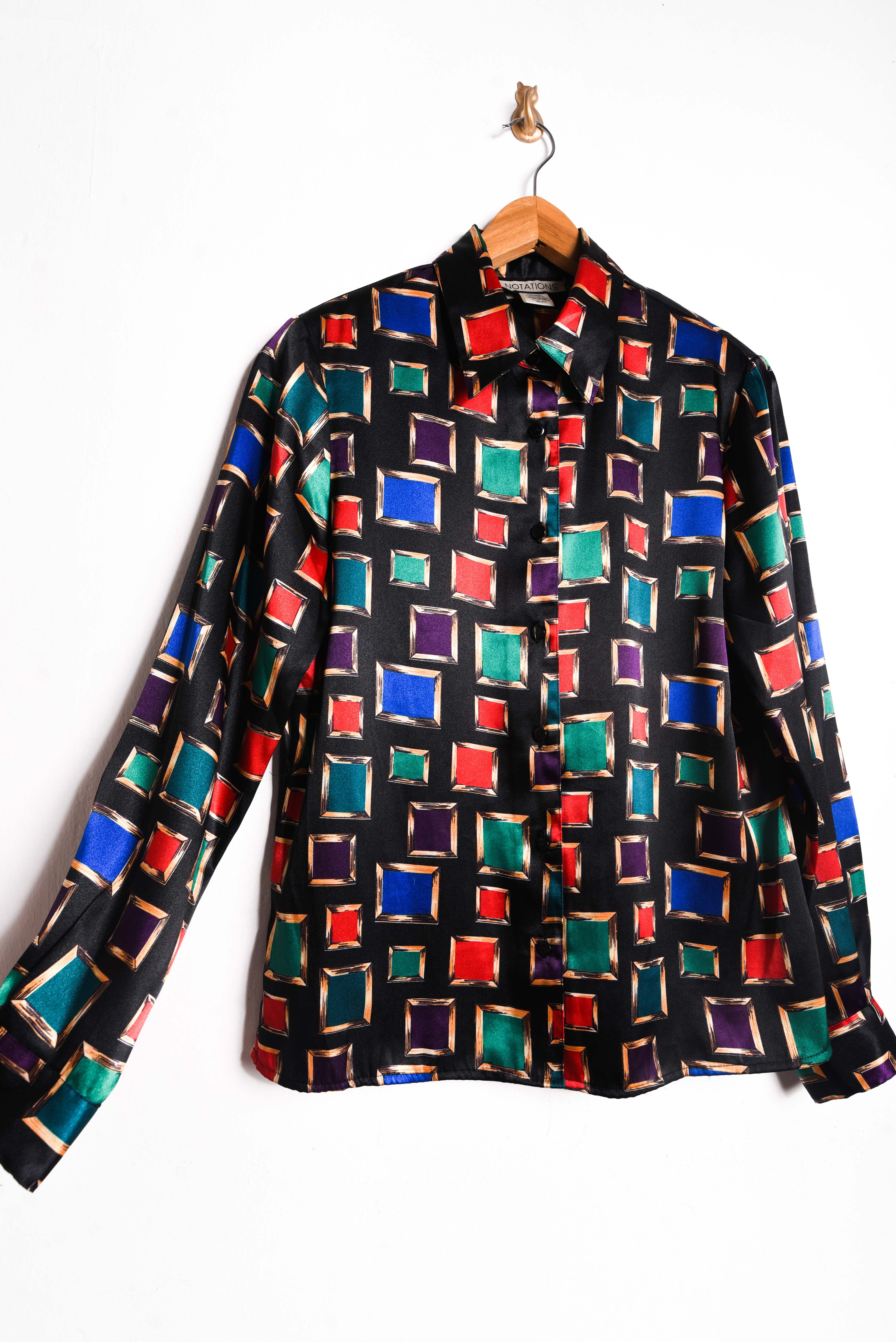 Blusa satín gemas vintage