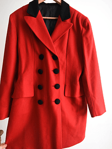 Abrigo rojo y negro lana vintage