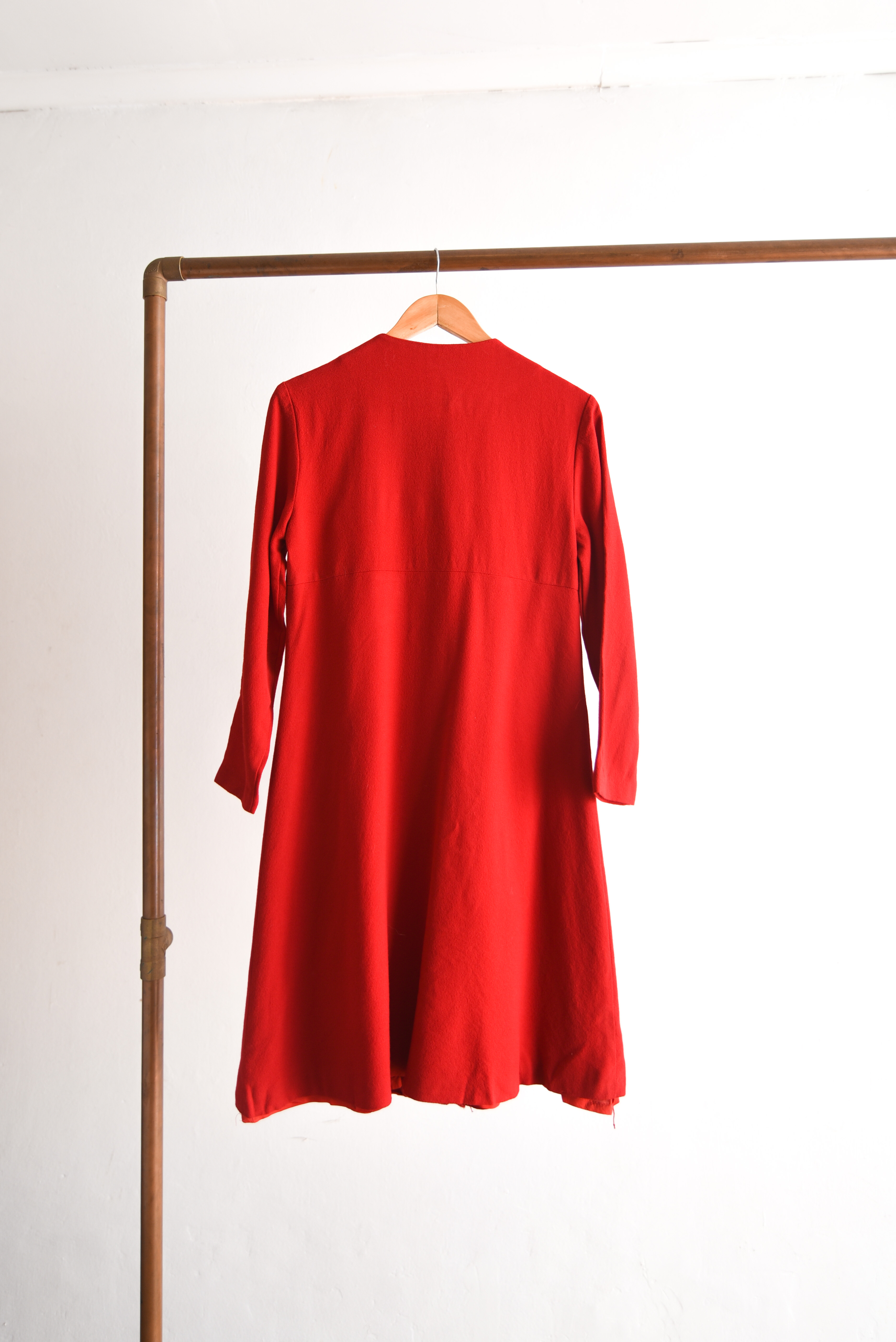 Vestido rojo lana botones vintage