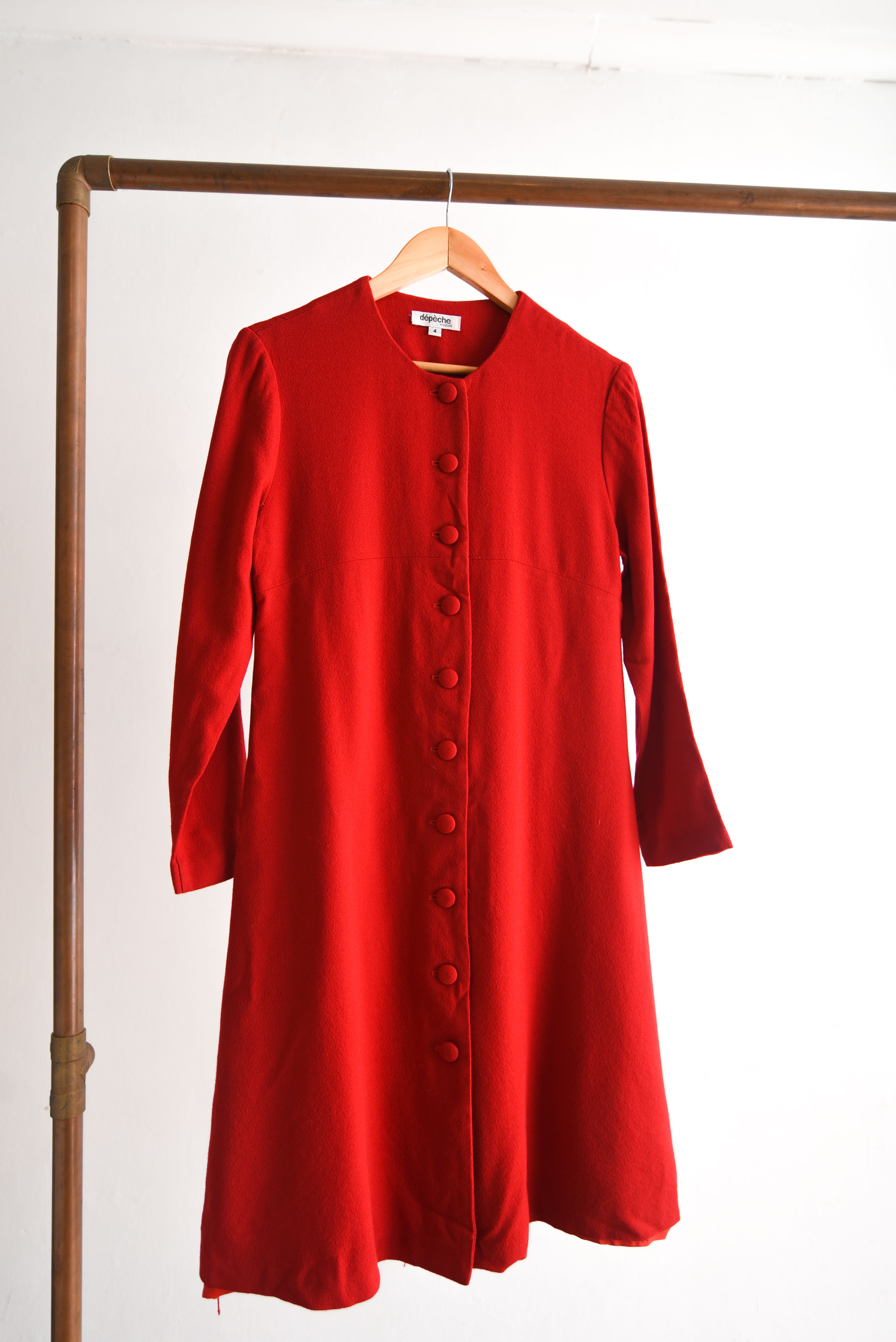 Vestido rojo lana botones vintage