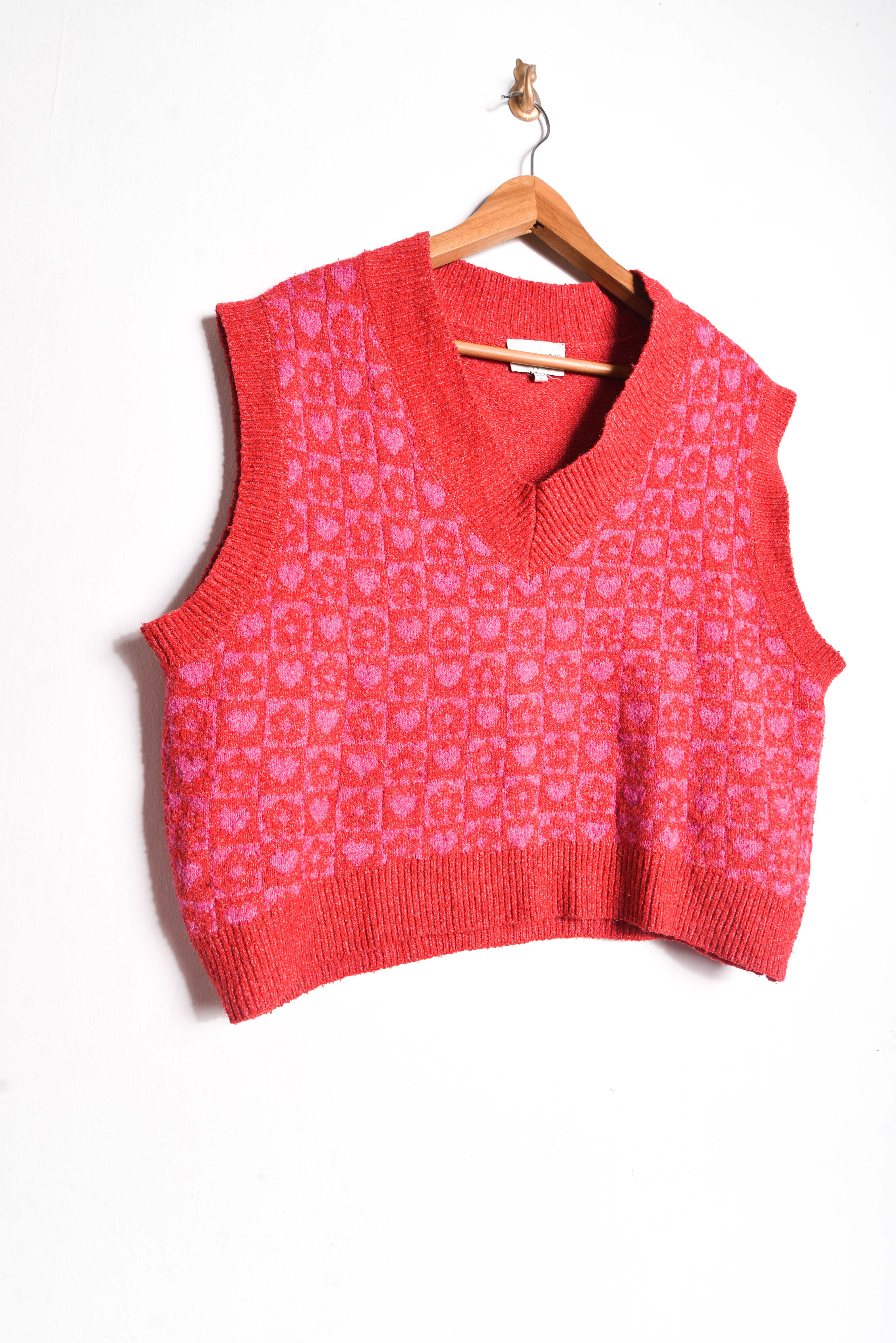 Sweater vest coral corazones