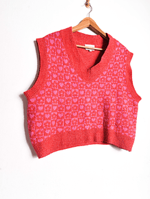 Sweater vest coral corazones