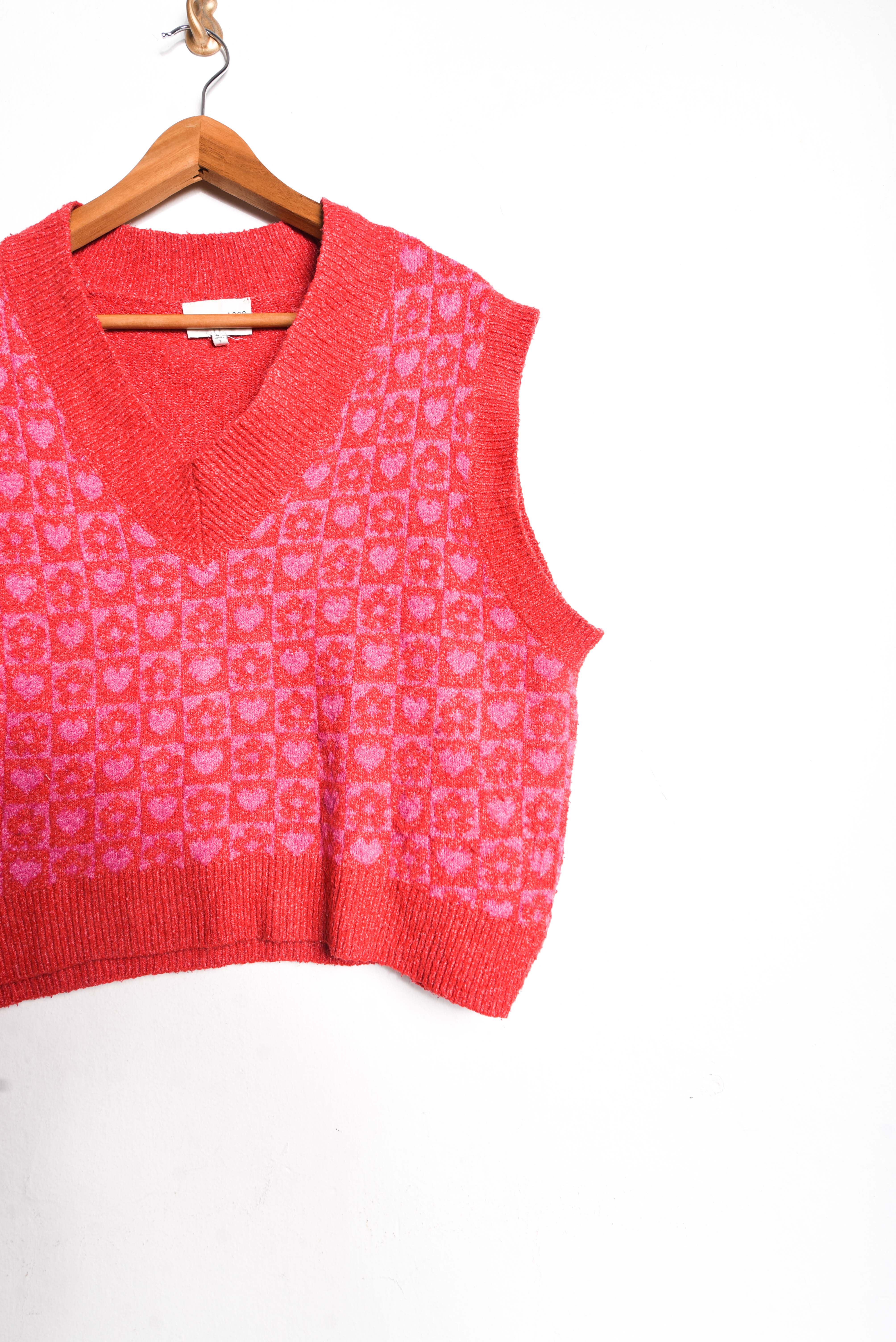 Sweater vest coral corazones