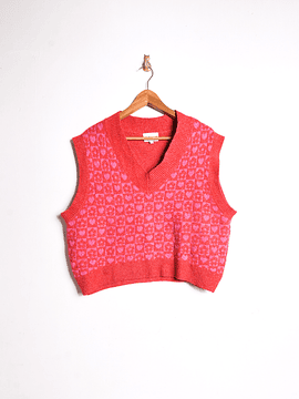 Sweater vest coral corazones