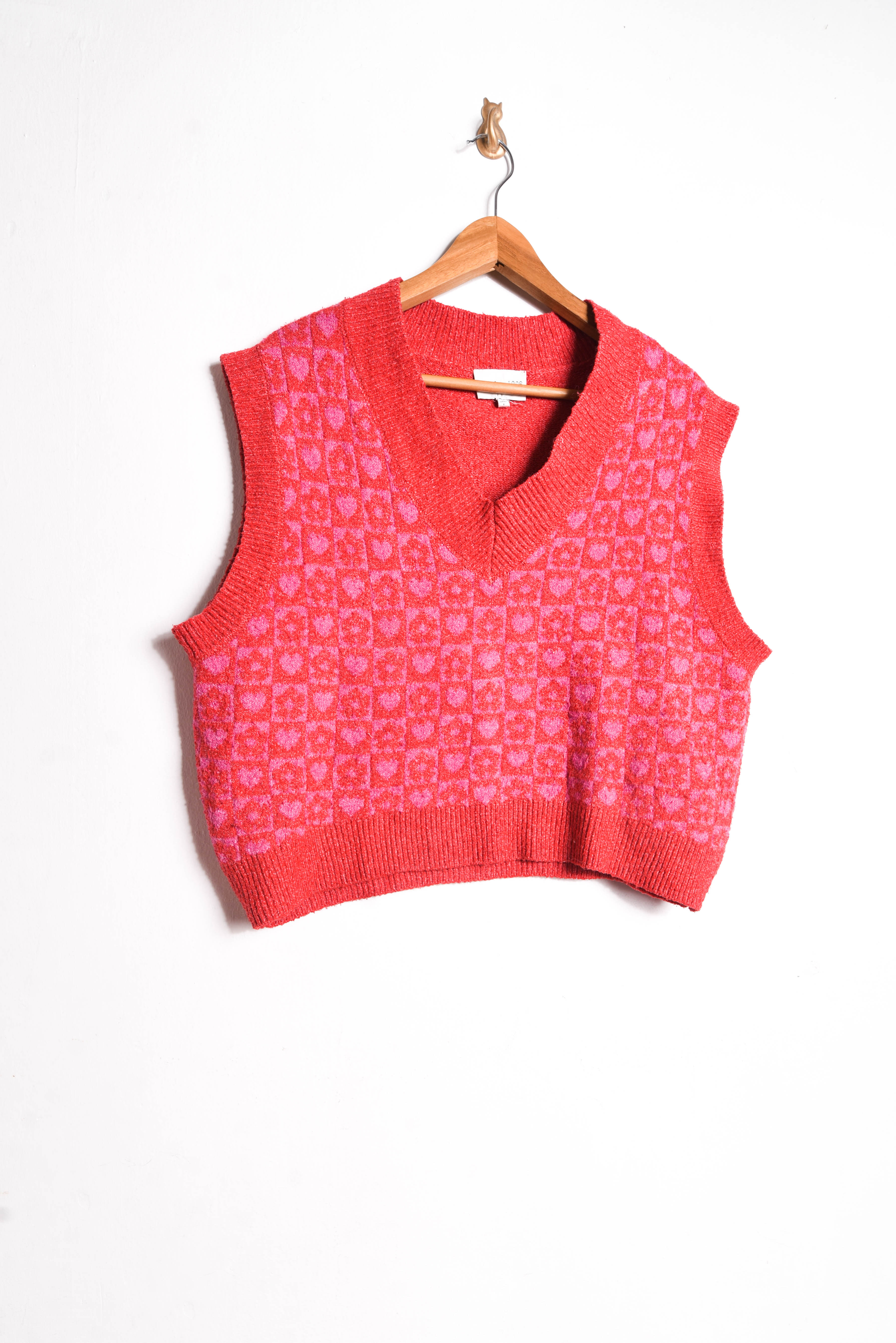 Sweater vest coral corazones