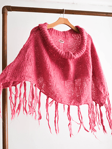 Poncho rosa flecos