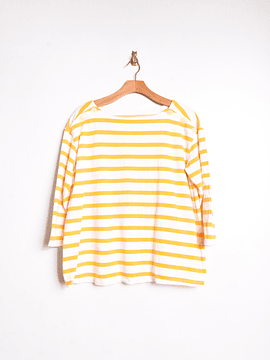 Polerón blanco y amarillo rayas