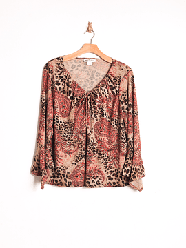 Polera café paisley y2k