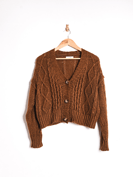 Cardigan café trenzado crop