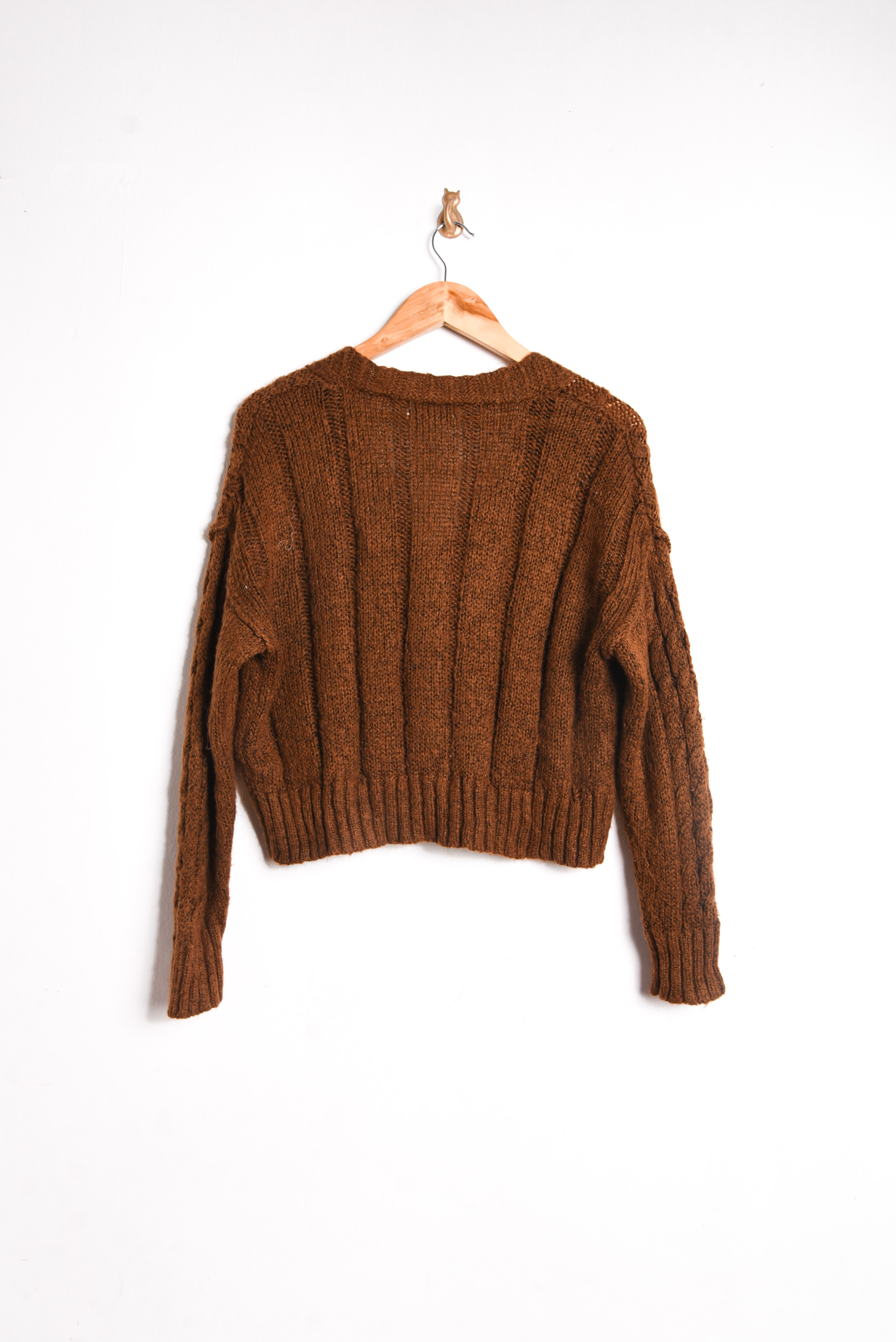 Cardigan café trenzado crop