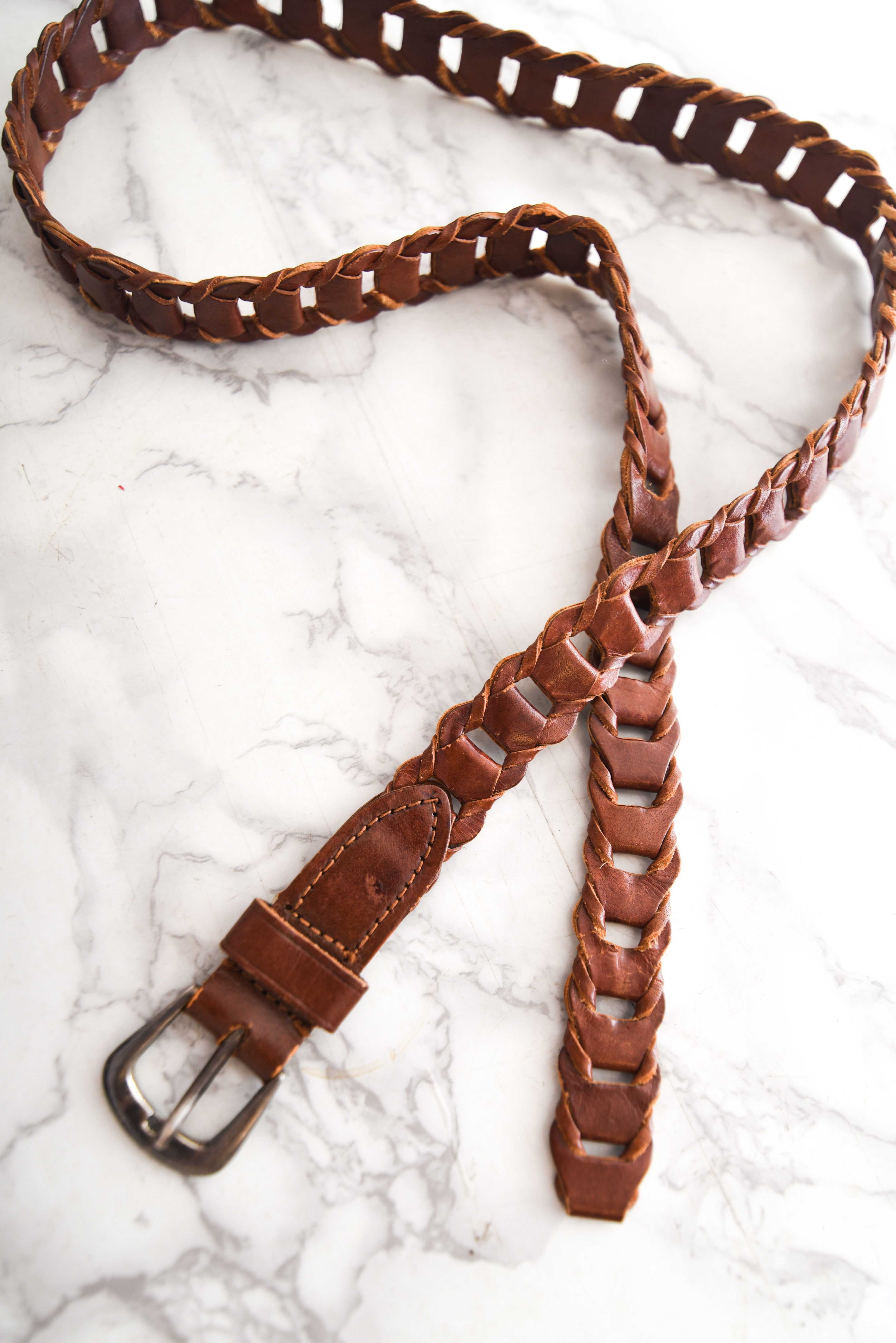 Cinturón cuero trenzado 70s