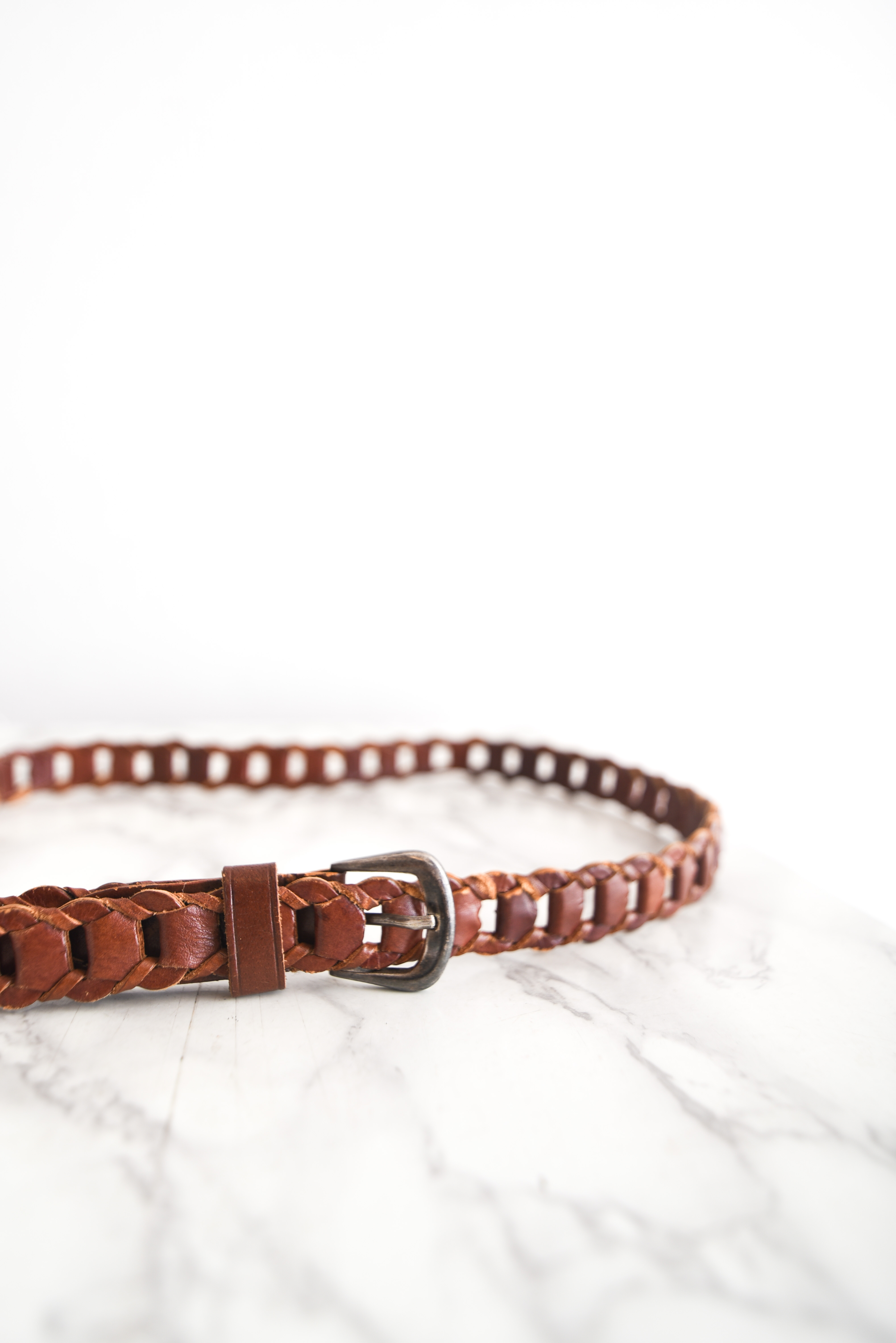 Cinturón cuero trenzado 70s