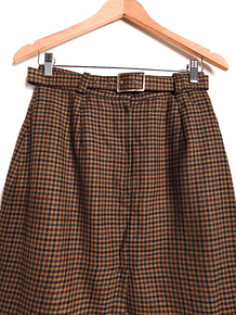 Falda lana café gingham