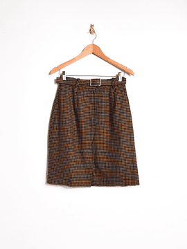 Falda lana café gingham