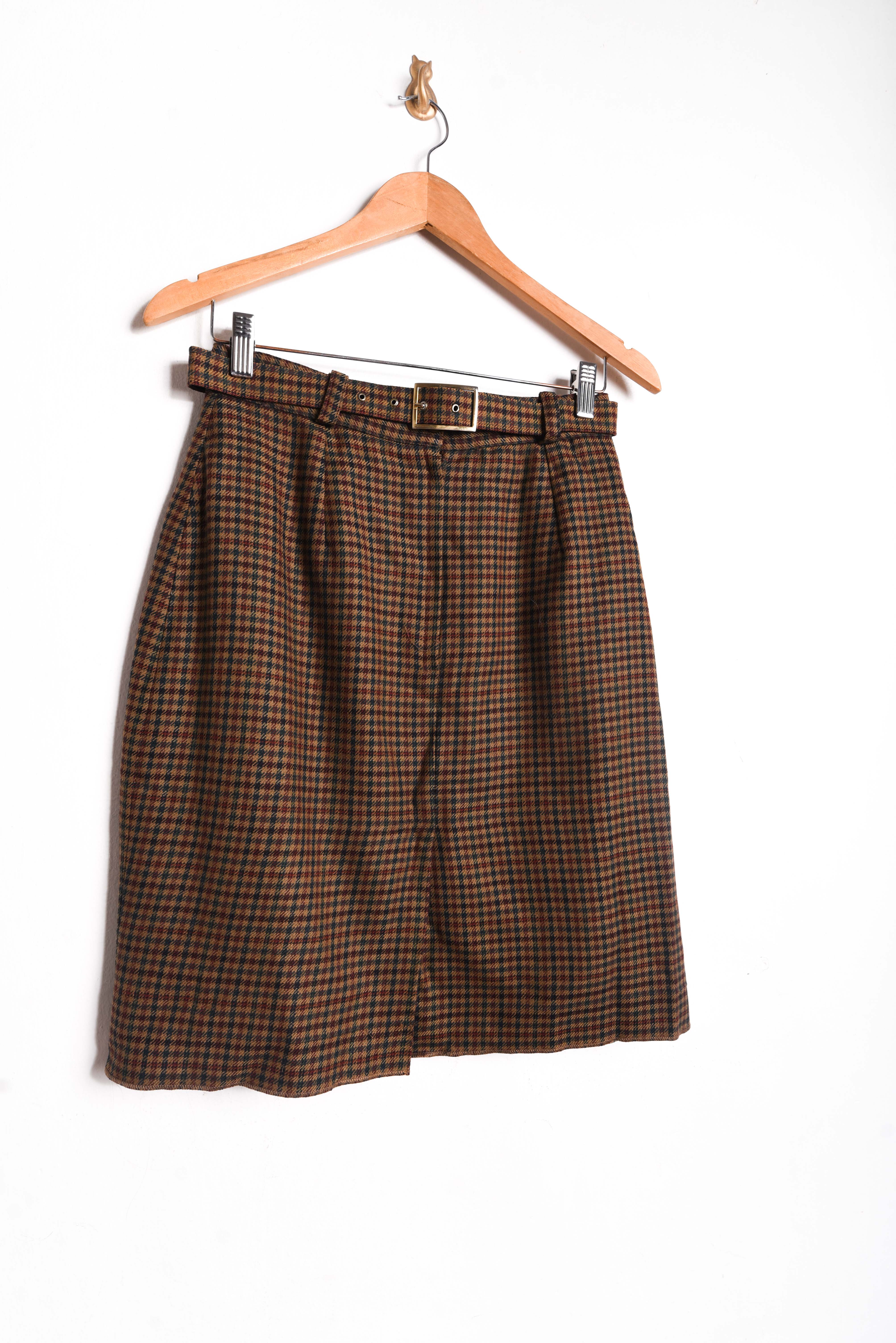 Falda lana café gingham