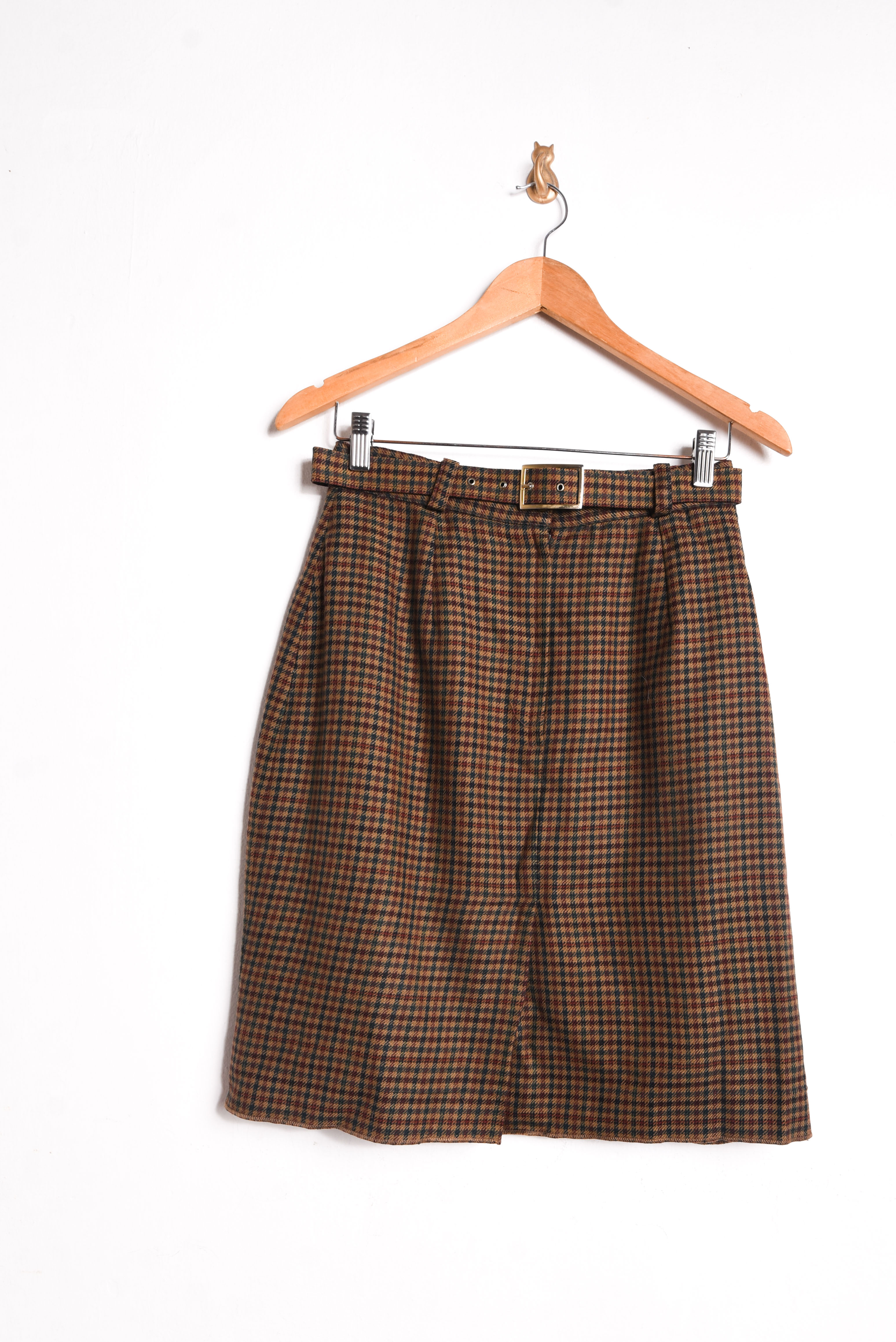 Falda lana café gingham