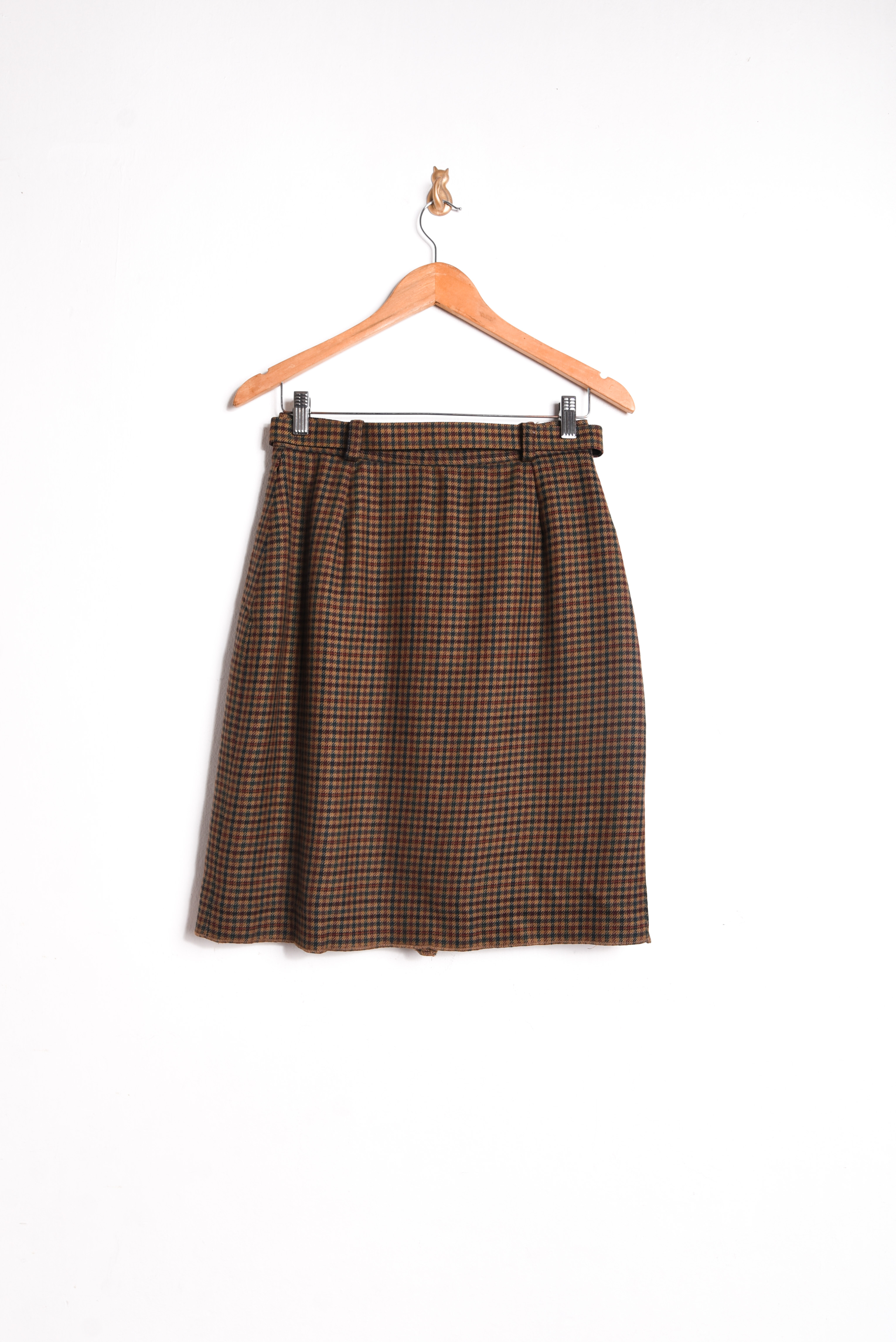 Falda lana café gingham