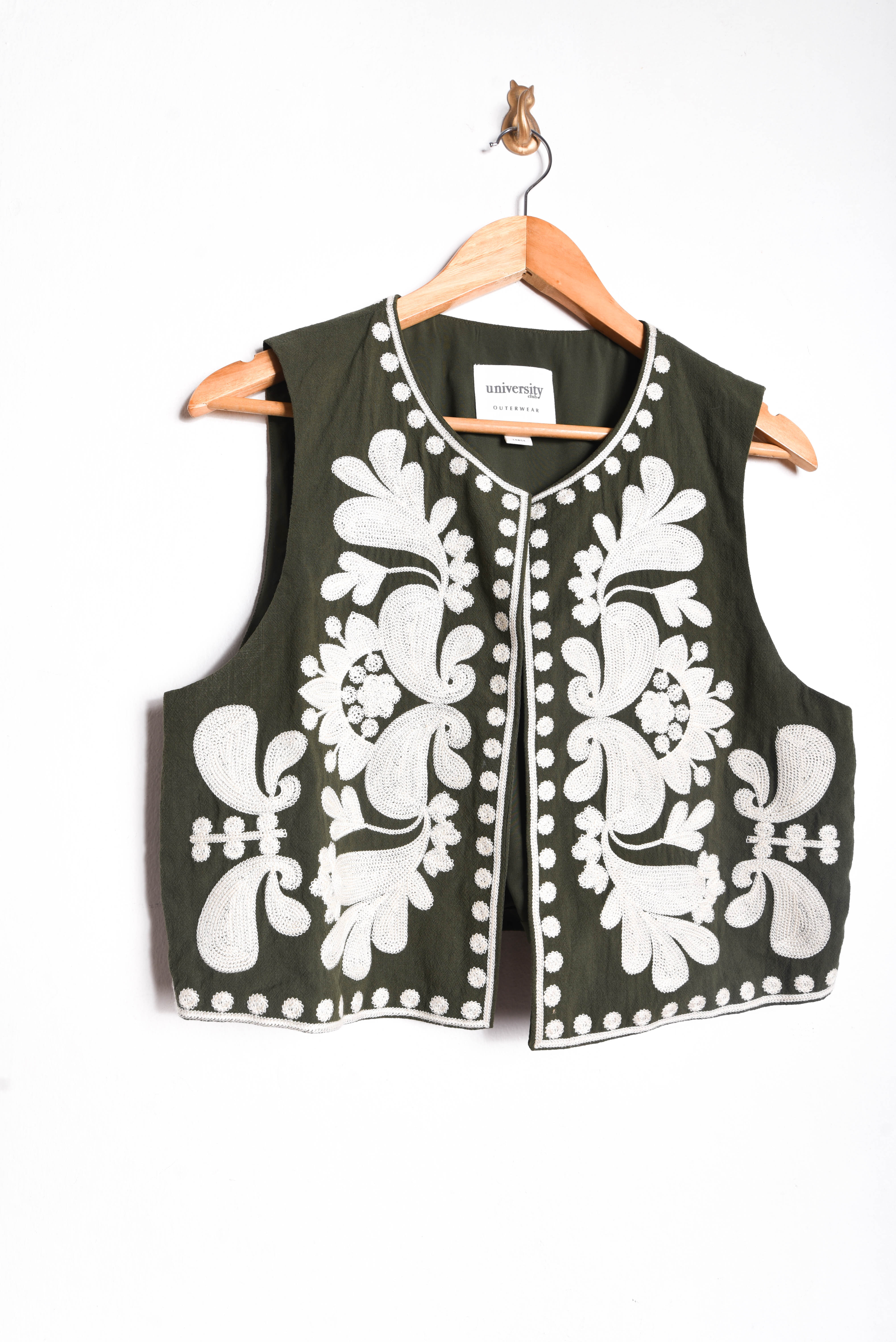 Gillet verde oliva bordado