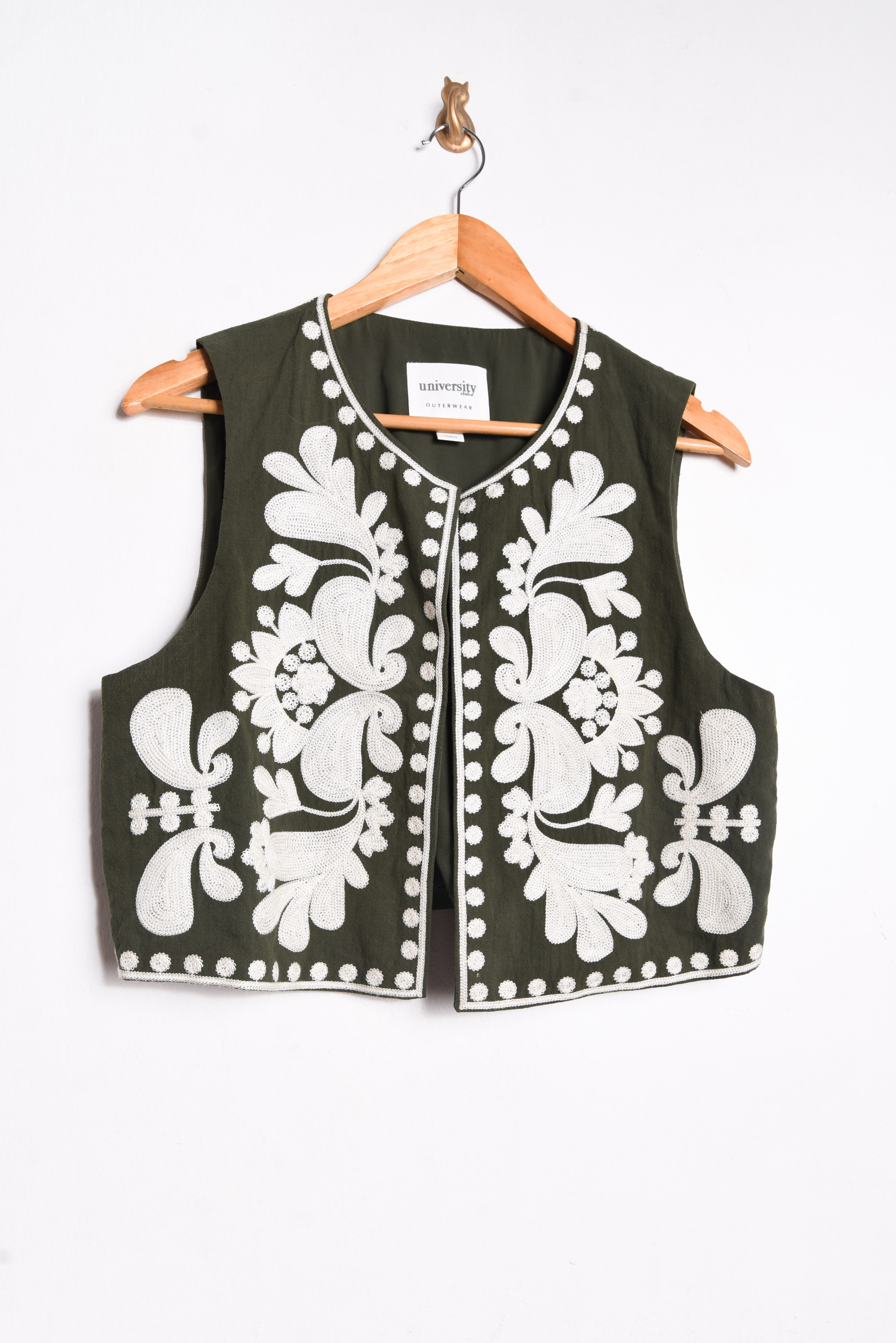 Gillet verde oliva bordado