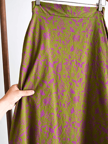 Falda midi verde floral