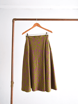 Falda midi verde floral