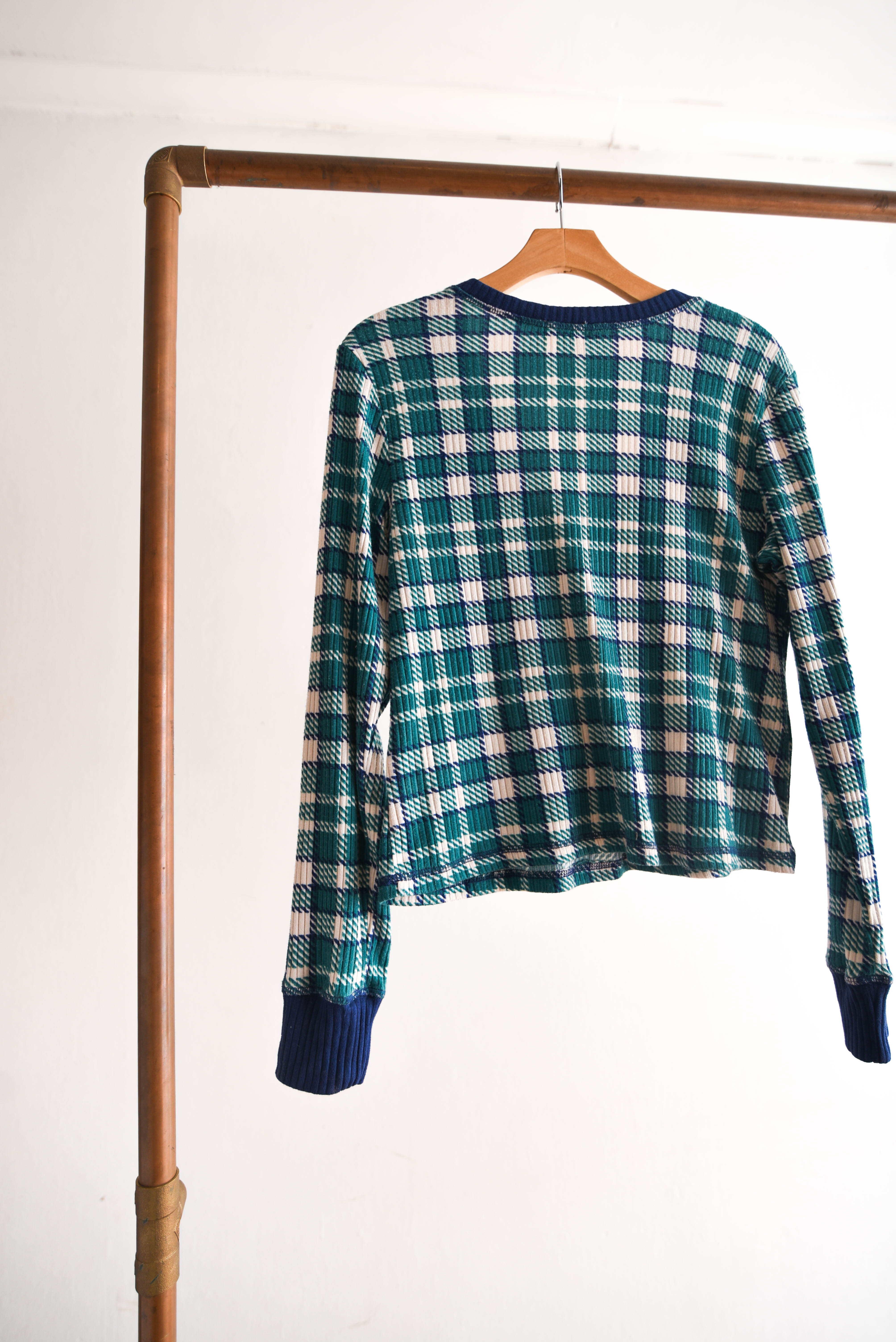 Polera gingham green azul