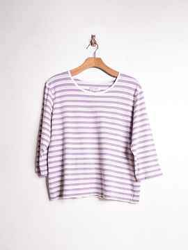 Polera pastel rayada cotton lino
