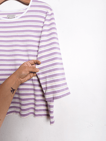 Polera pastel rayada cotton lino