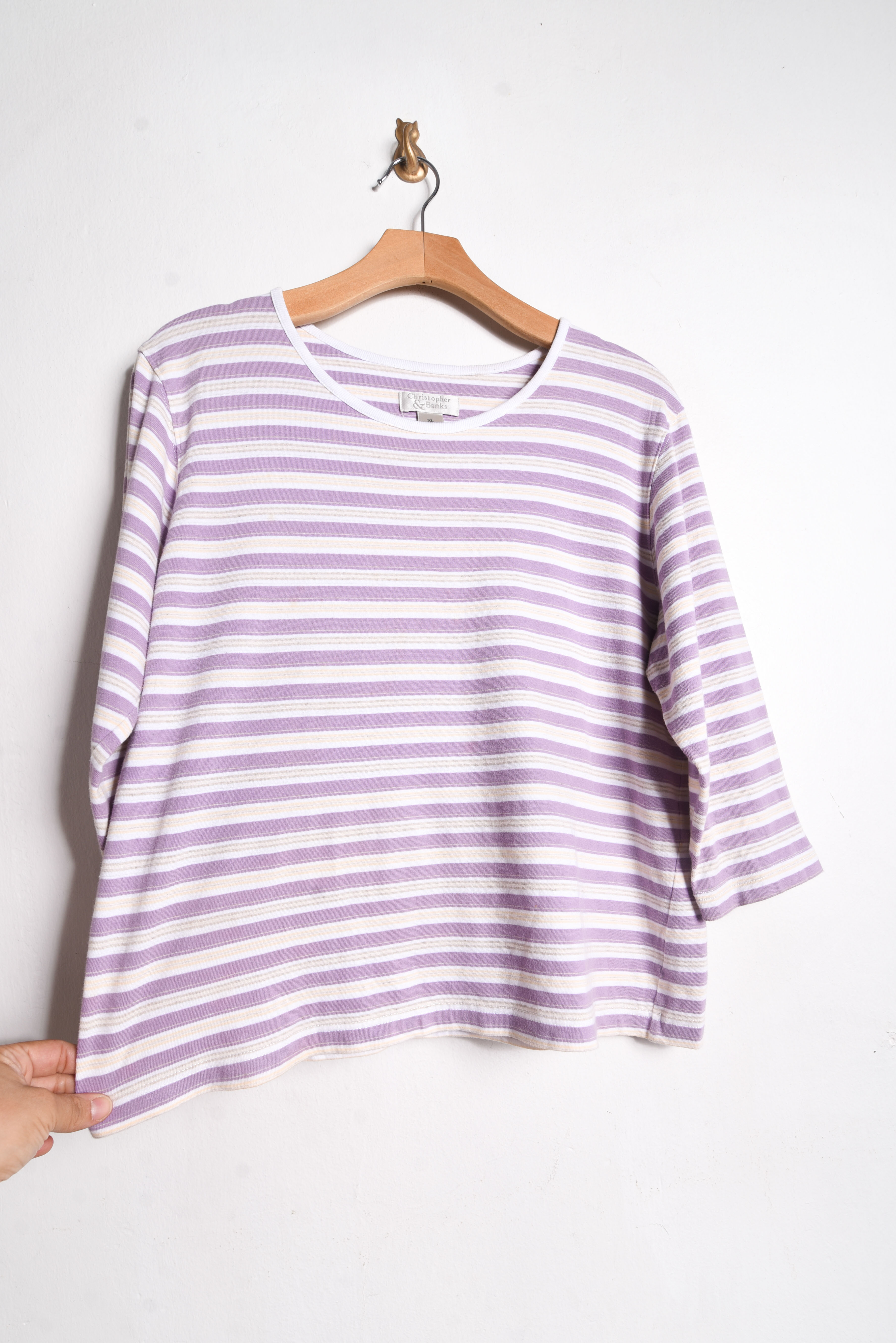 Polera pastel rayada cotton lino