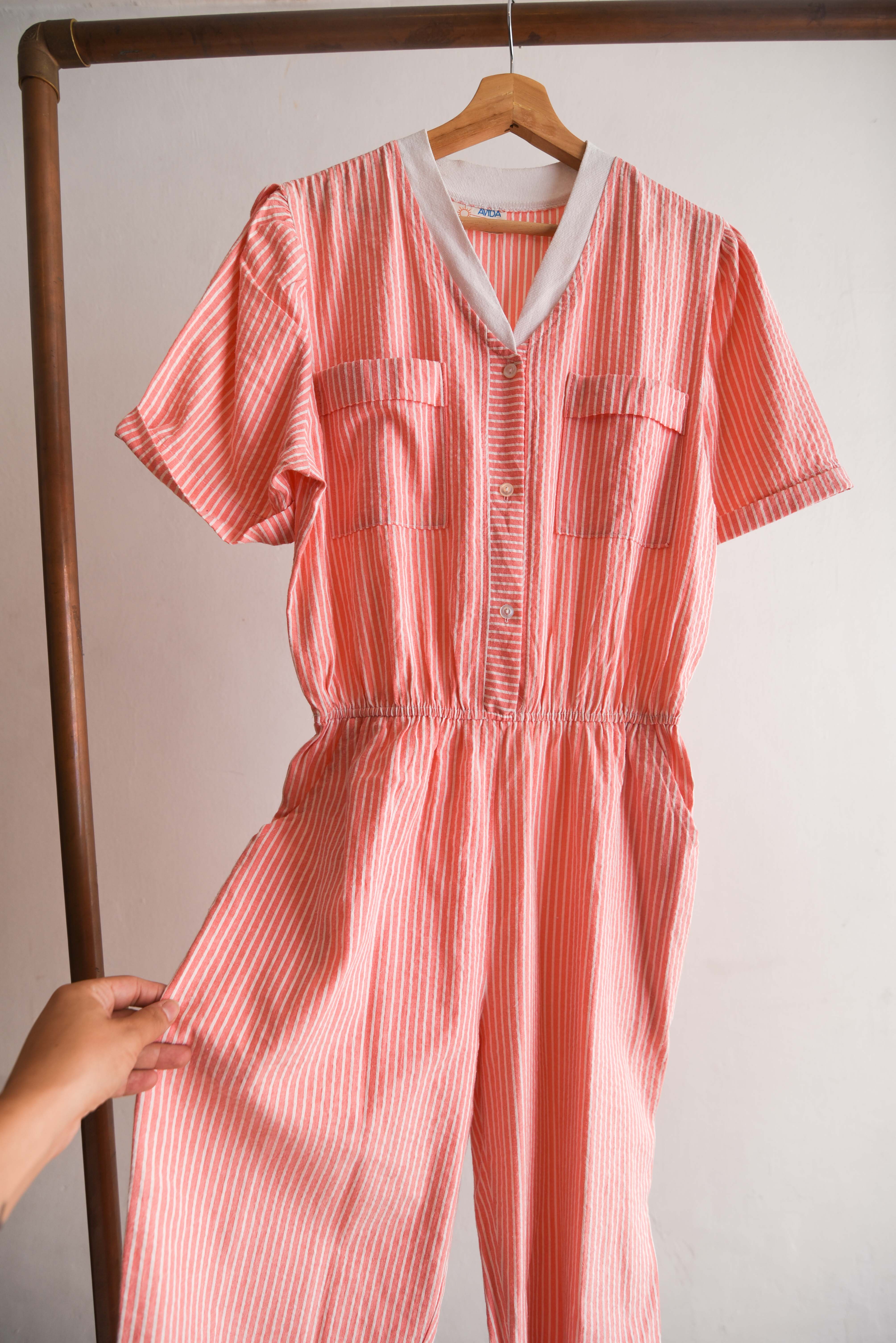 Enterito 80s rayado pastel