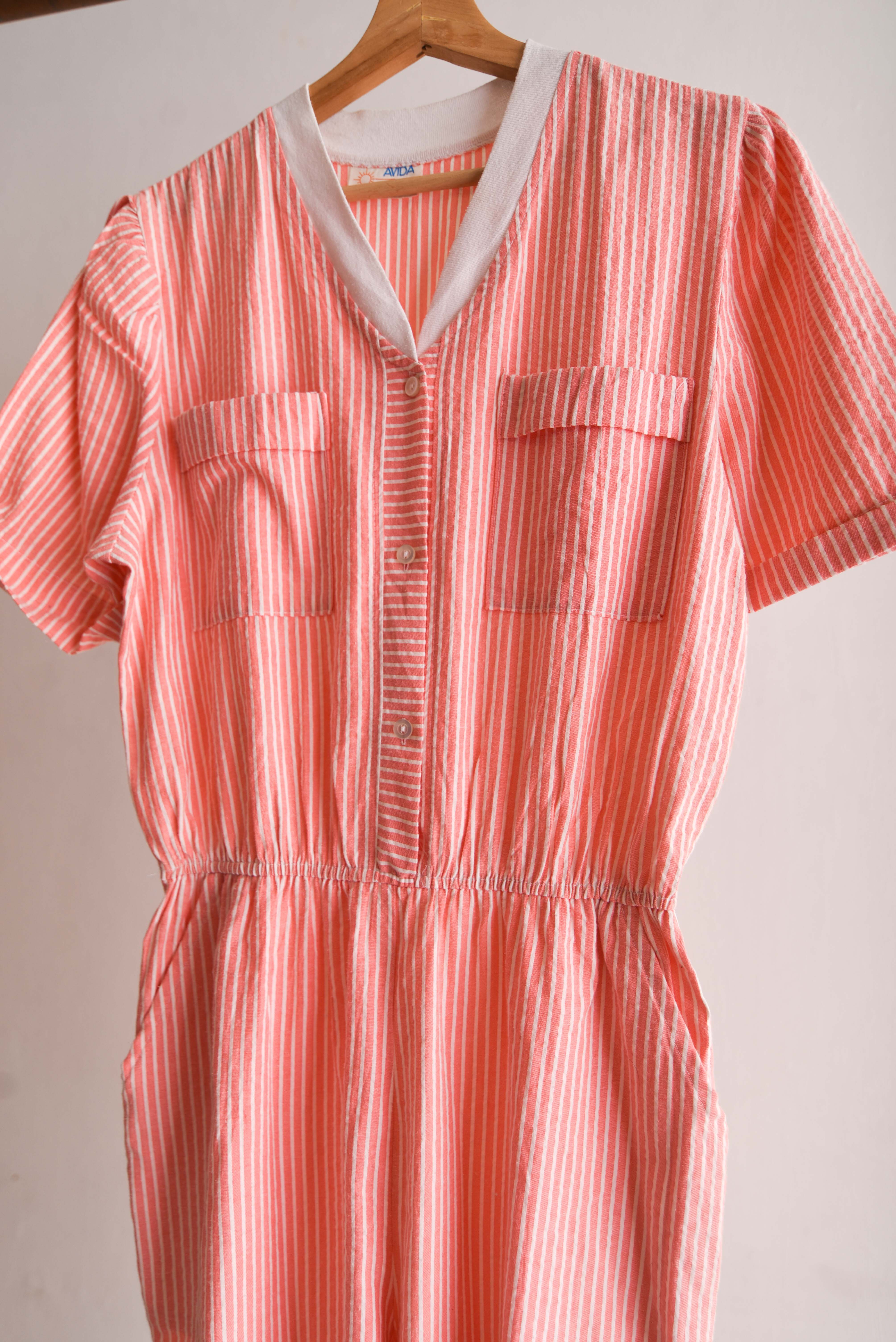 Enterito 80s rayado pastel