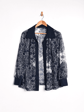 Blusa navy floral tapado