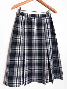 Falda vintage navy tartán