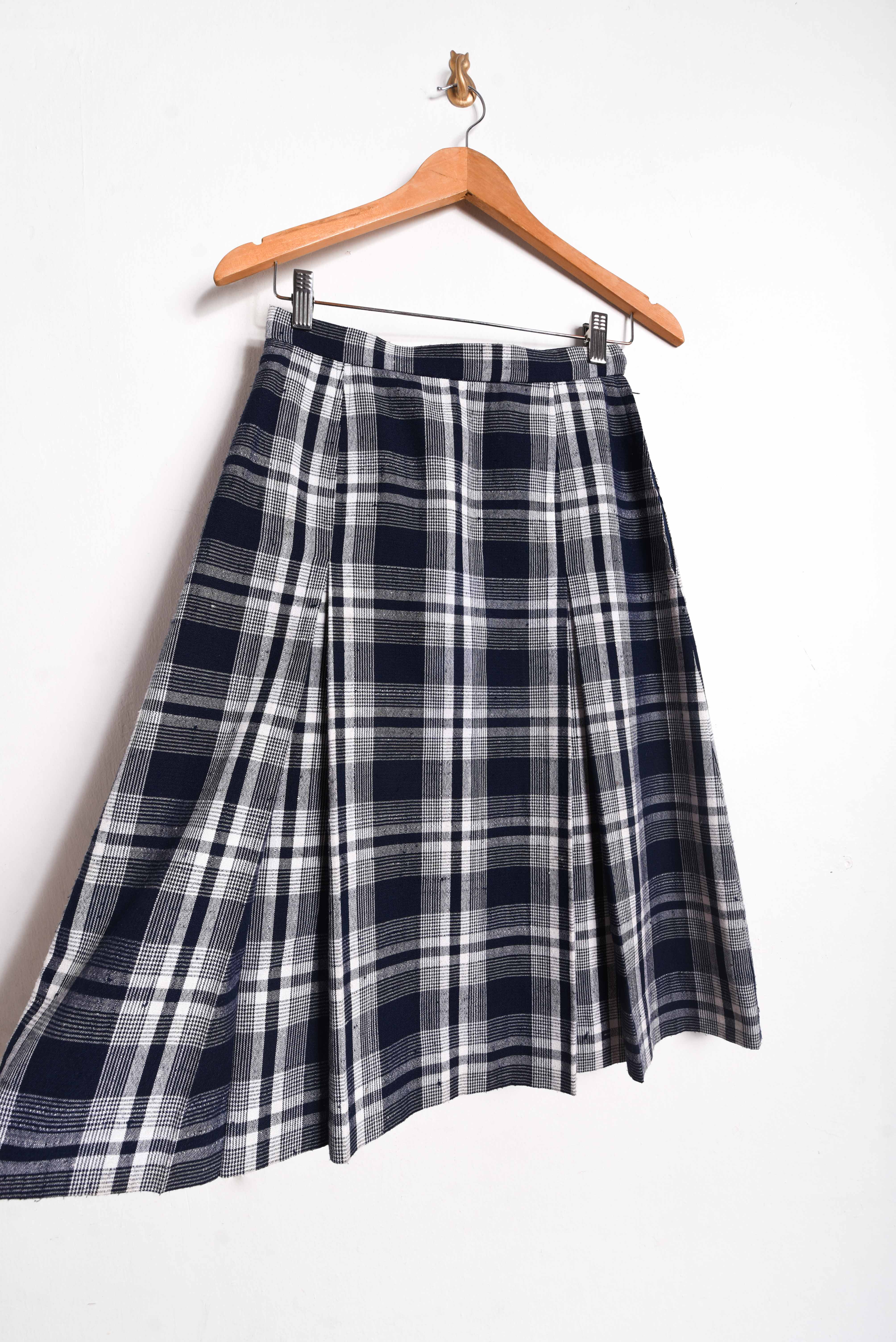 Falda vintage navy tartán