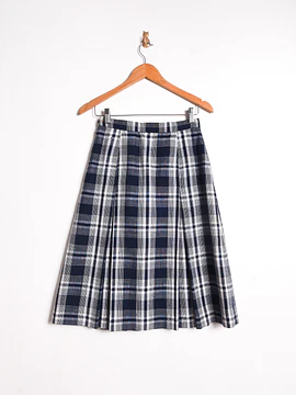 Falda vintage navy tartán