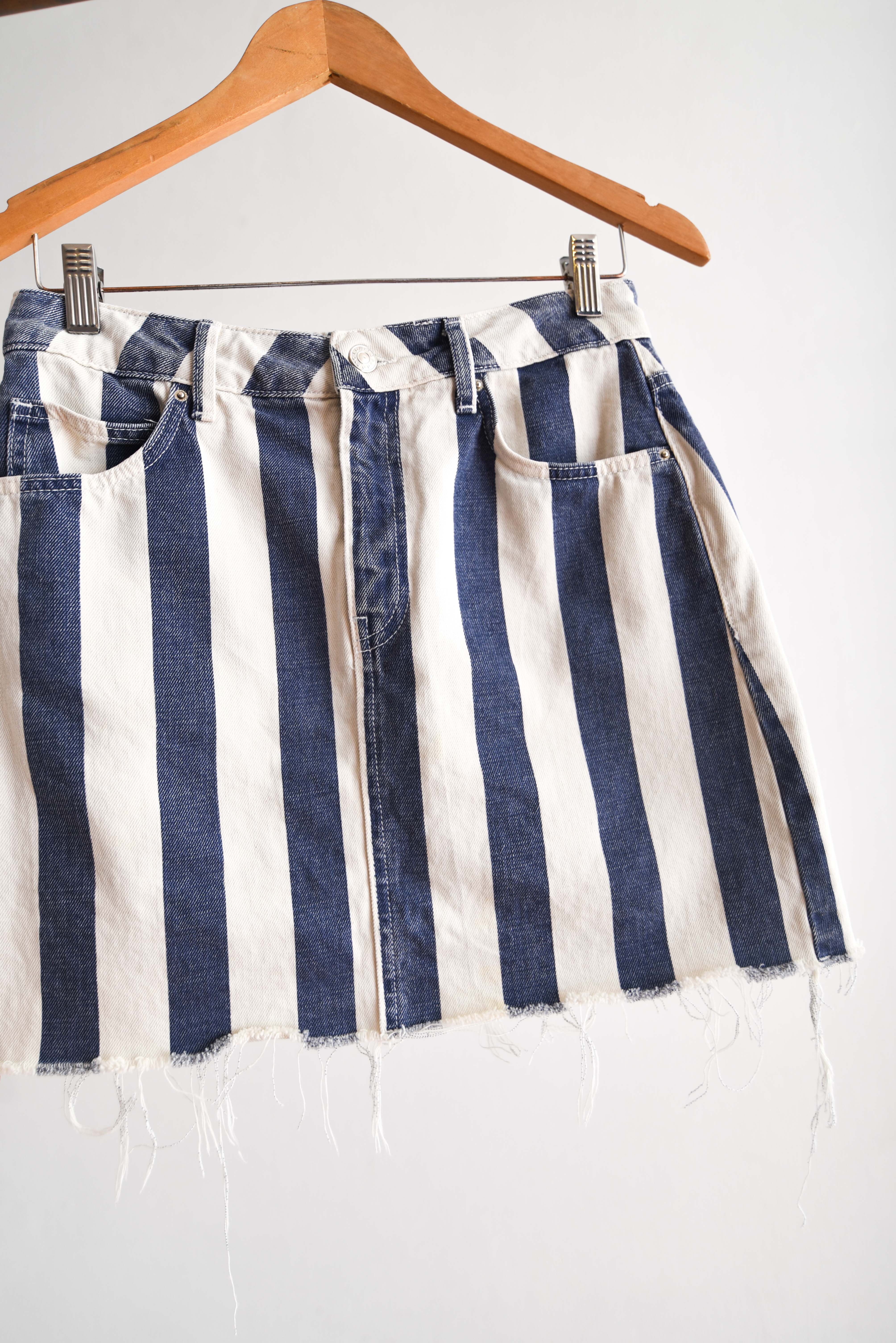 Falda denim rayada bicolor