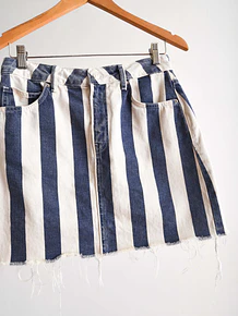 Falda denim rayada bicolor
